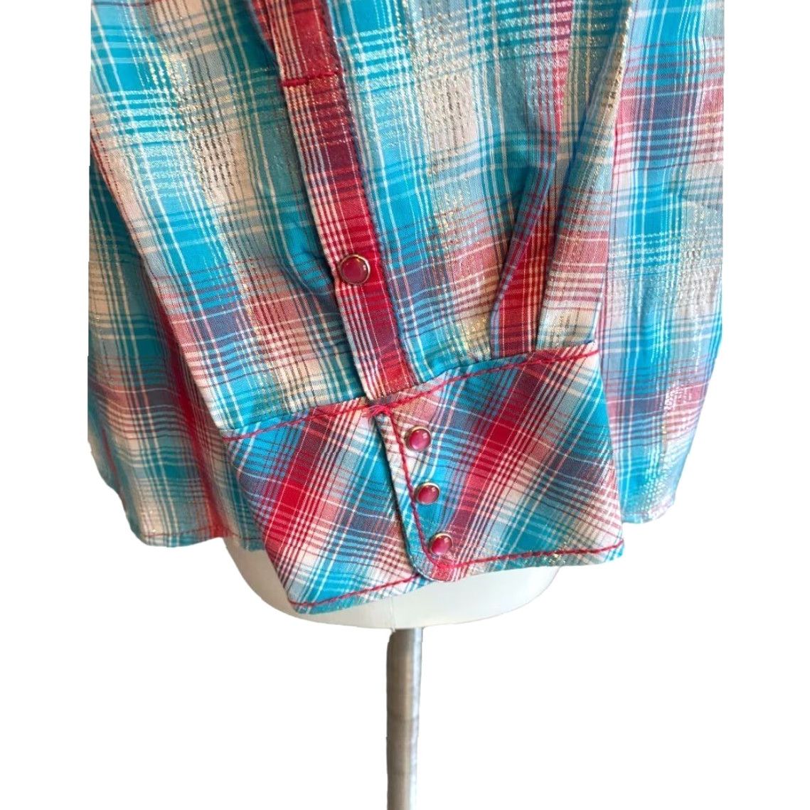 Ariat XXL Ariat Women's Plaid Western Snap Front Shirt Rockabilly Metallic Accent Shirt Size XXL / US 16-18 / IT 52-54 - 7 Thumbnail