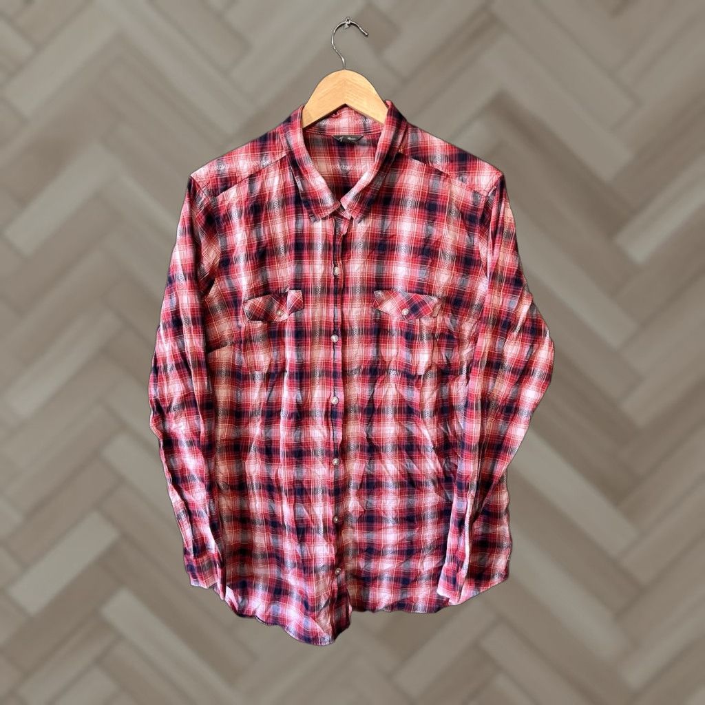 Eddie Bauer Eddie Bauer Womens Red Plaid Long Sleeve Button-Up Shirt 2XL Tall Size XXL / US 16-18 / IT 52-54 - 1 Thumbnail