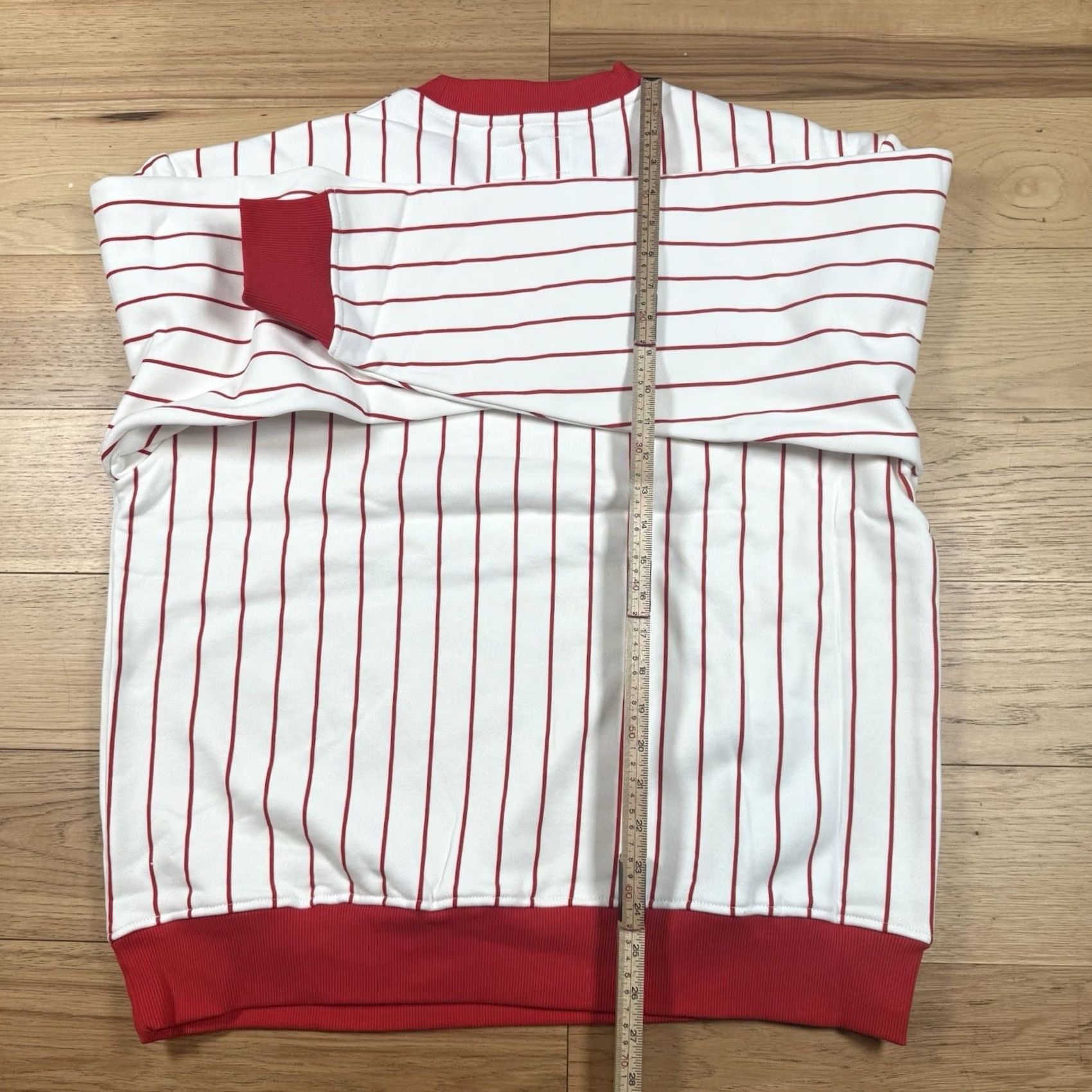 Vintage VINTAGE NWOT Bogey Boys Macklemore Crewneck Sweater Mens Large Red White Pinstripe Size US L / EU 52-54 / 3 - 6 Thumbnail