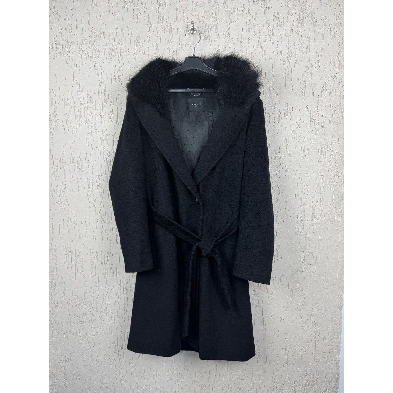 Max Mara Weekend Biella Abiti Lana Wool Coat Hooded Fur Trim