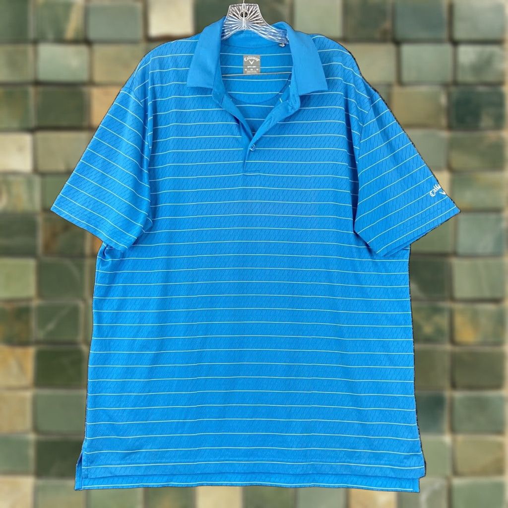 Callaway Callaway Golf Polo Mens Blue Striped Opti-Dri Short Sleeve XL Size US XL / EU 56 / 4 - 1 Thumbnail