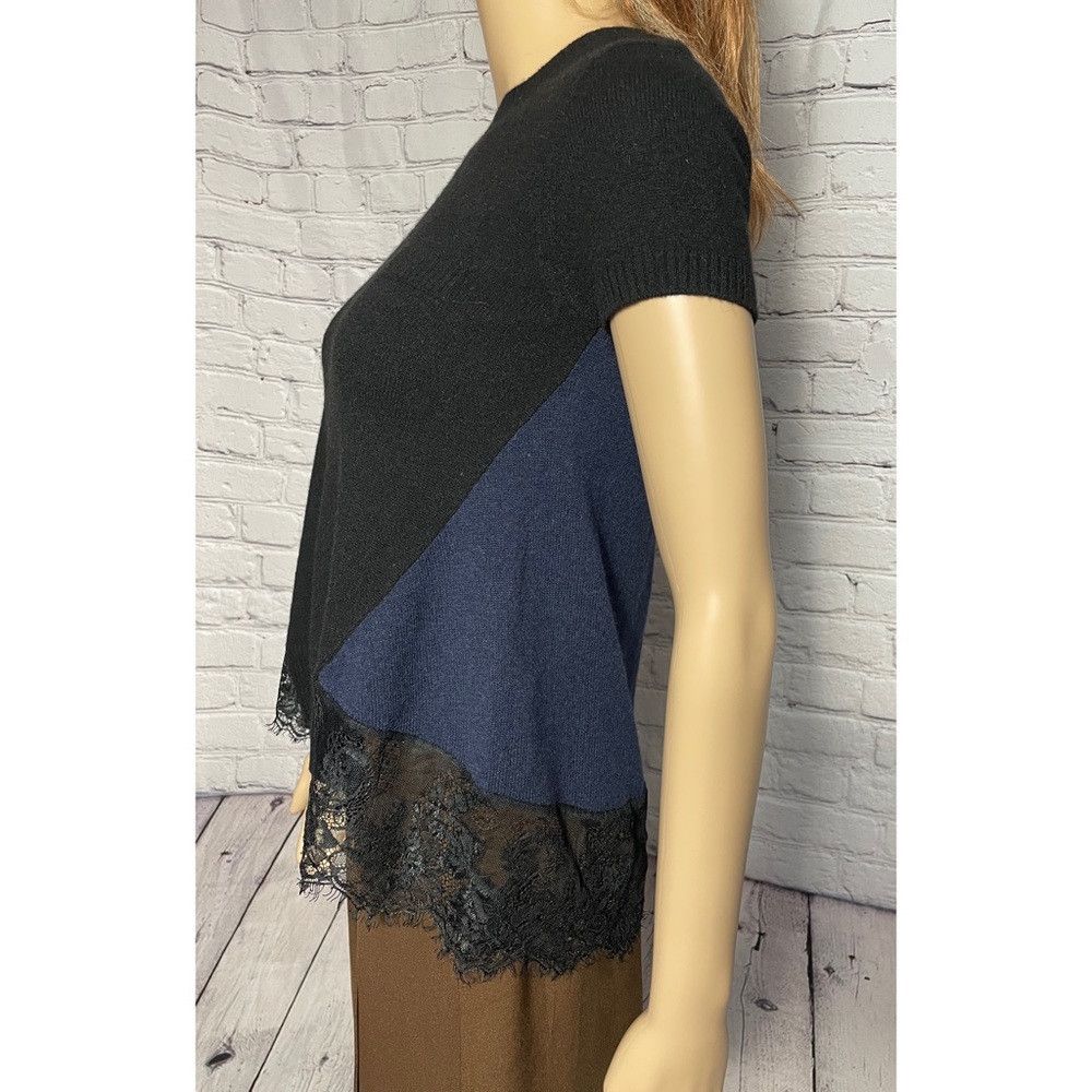Other NWT New Aqua Cashmere Two Tone Tee Short Sleeve Black Navy Size XS / US 0-2 / IT 36-38 - 3 Thumbnail