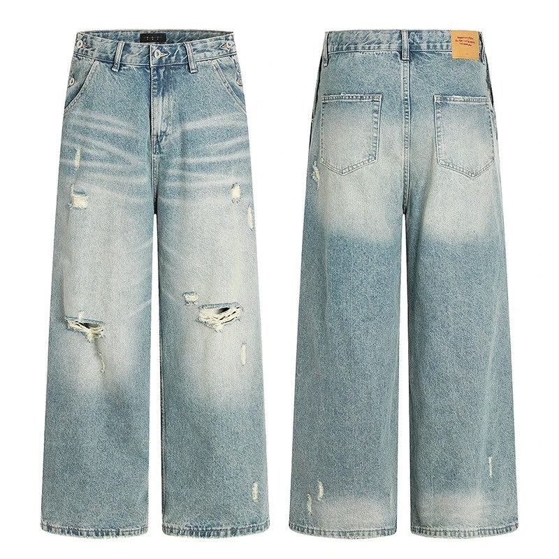 Jean American Style Men's Washing Jeans Holes Size US 32 / EU 48 - 6 Thumbnail