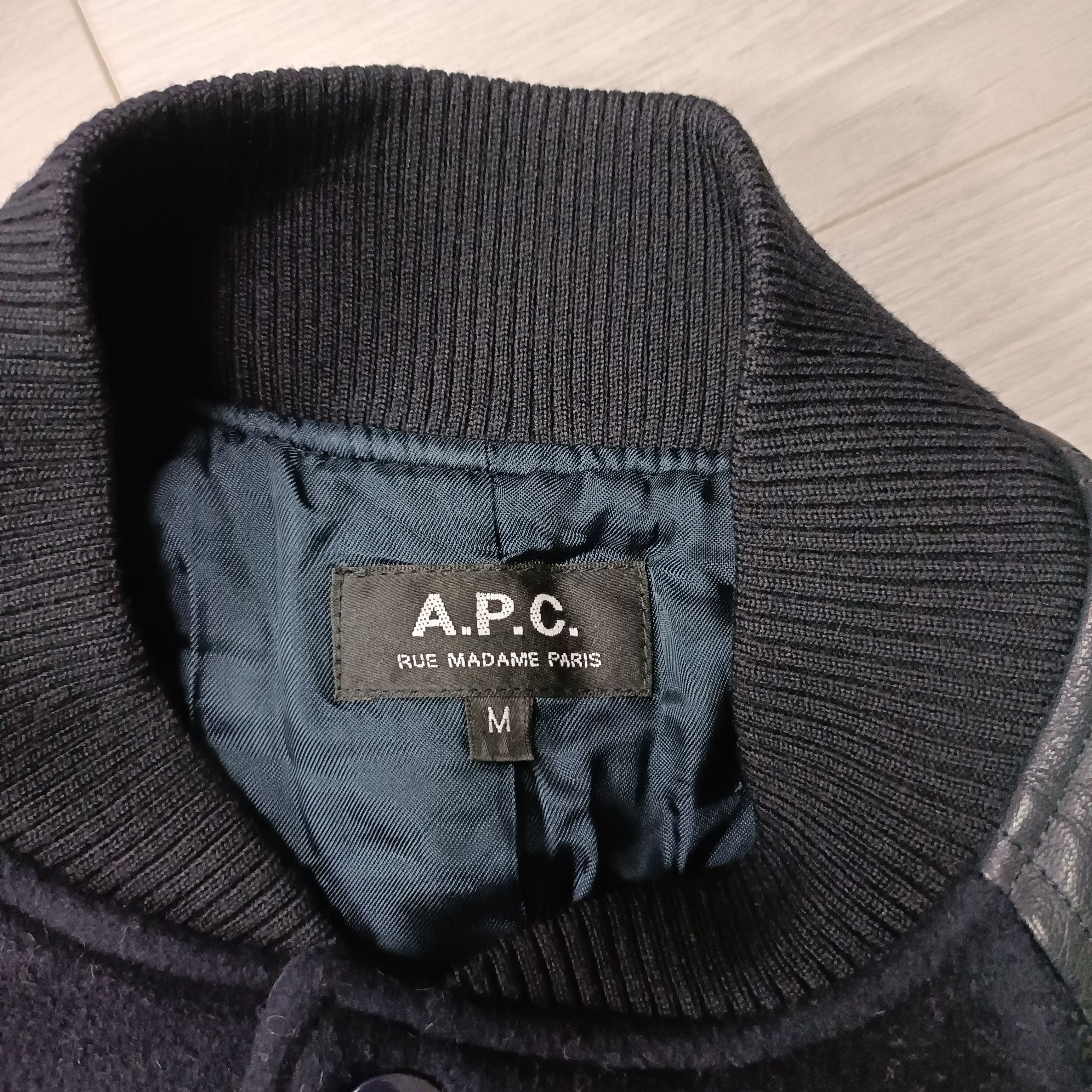 A.P.C. Men's Navy/Black Wool Cashmere Calf Leather Jacket ! size M Size US M / EU 48-50 / 2 - 7 Thumbnail