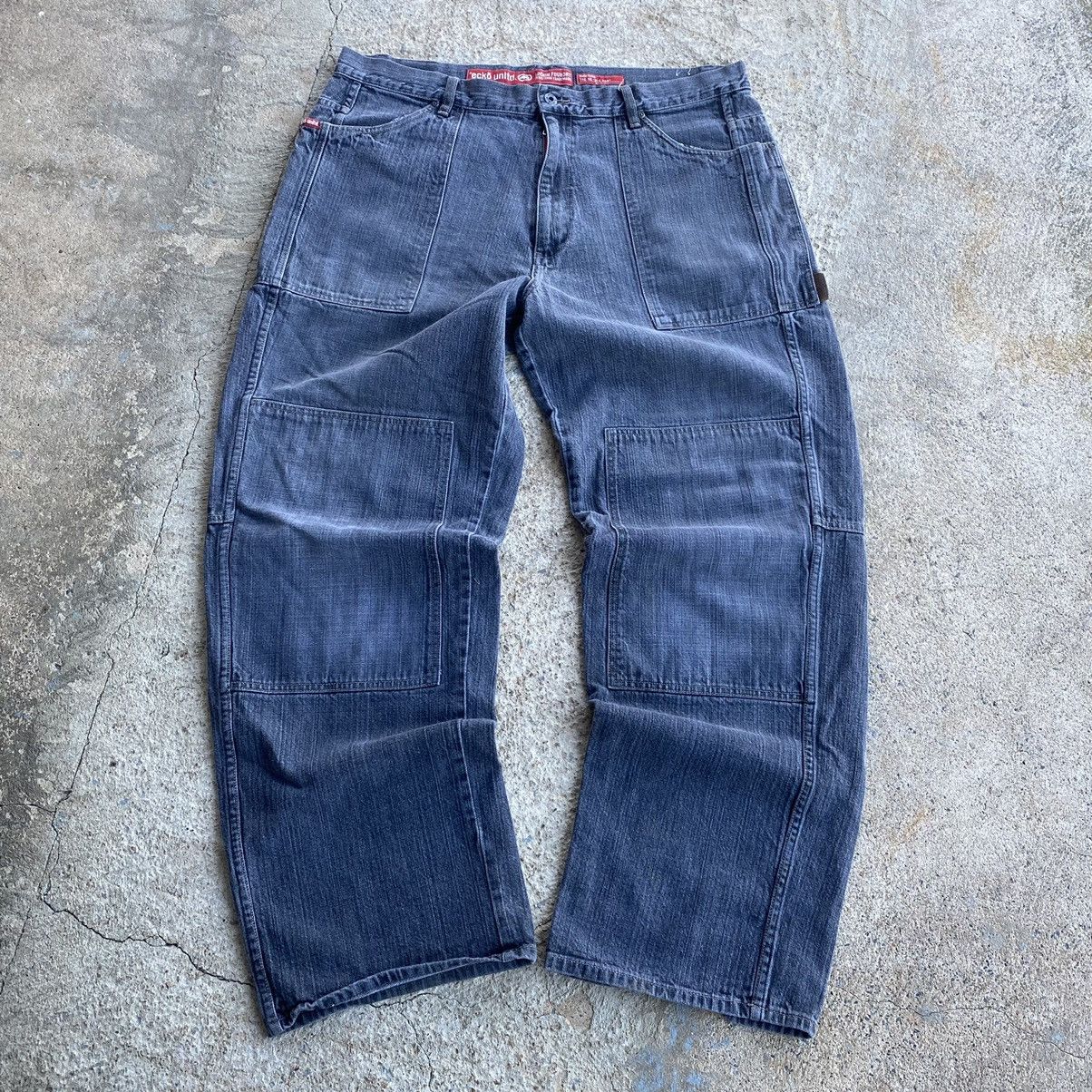Ecko Unltd. × Japanese Brand × Vintage Vintage Y2K Ecko Baggy Double Knee Denim Jnco Style Jeans Size US 38 / EU 54 - 2 Thumbnail