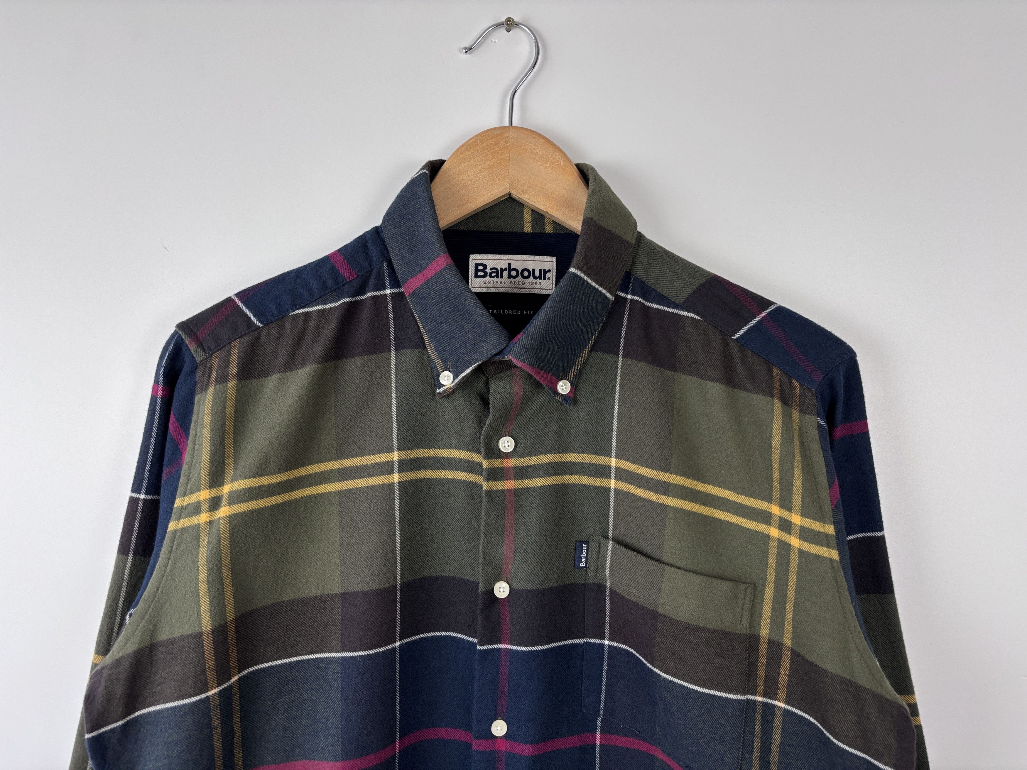 Barbour Barbour Flannel Button Down Plaid Shirt Tailored Fit Blue M Size US M / EU 48-50 / 2 - 2 Thumbnail