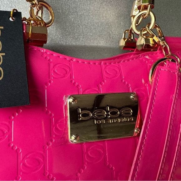 Bebe NWT BEBE DANA MONOGRAM TOP HANDLE CROSSBODY HOT PINK BAG W C Size ONE SIZE - 3 Thumbnail
