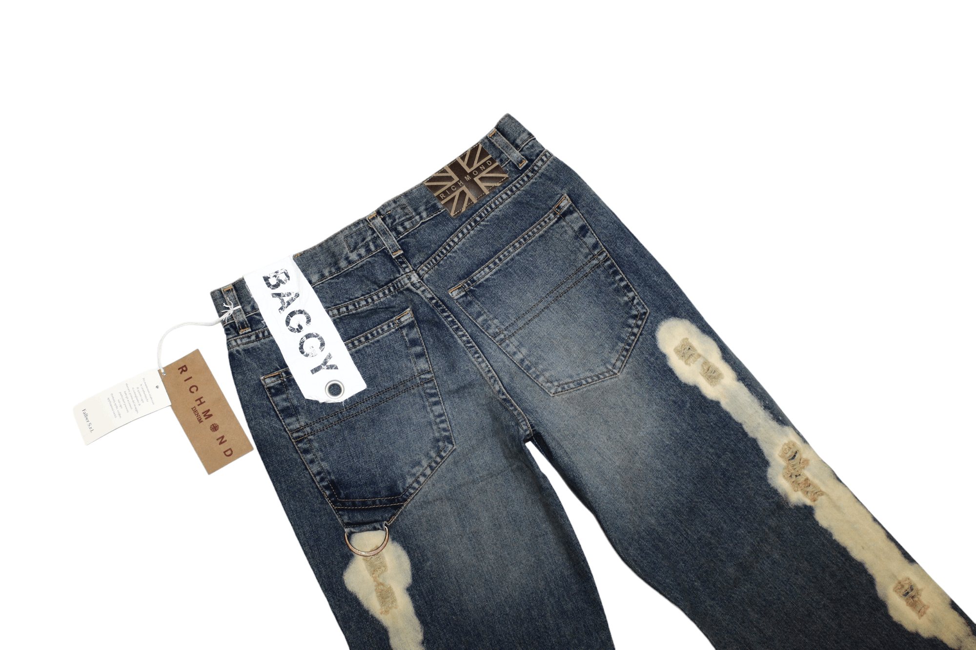 John Richmond Richmond Denim Baggy Distressed Stonewashed Blue Jeans Size US 32 / EU 48 - 10 Thumbnail