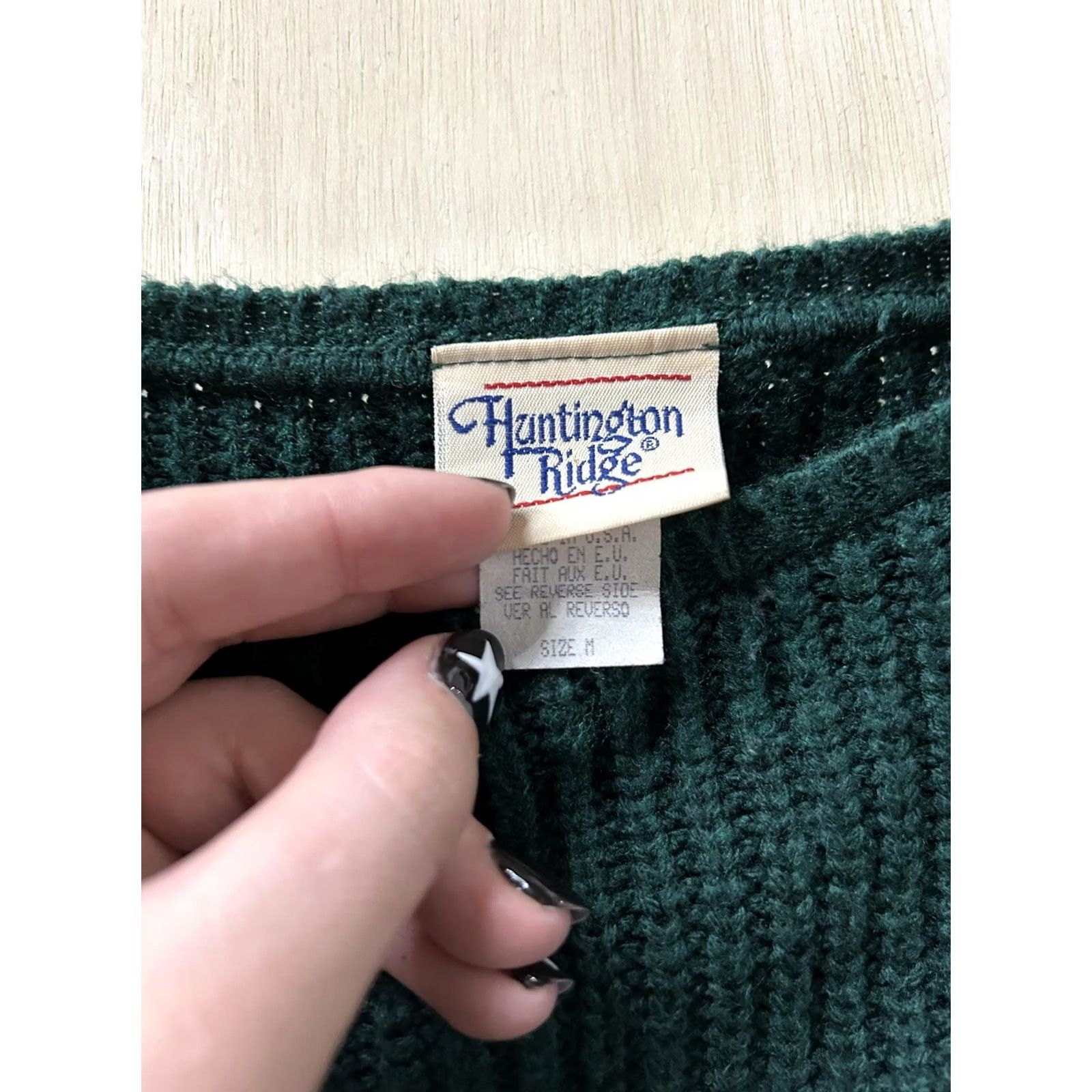 Vintage Huntington Ridge Sweater Mens Medium Green Solid Crewneck Knit Pullover Made USA Size US M / EU 48-50 / 2 - 3 Thumbnail