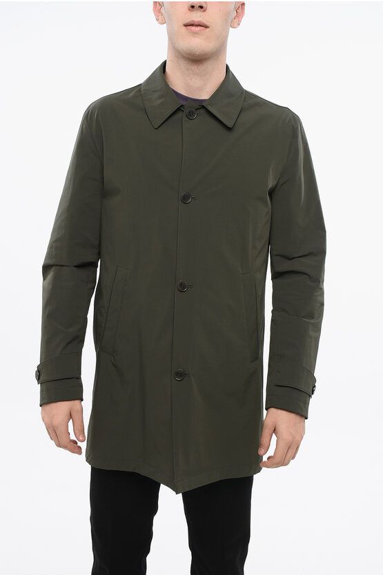 CC COLELCTION Solid Color Rain Coat Jacket with Buttons
