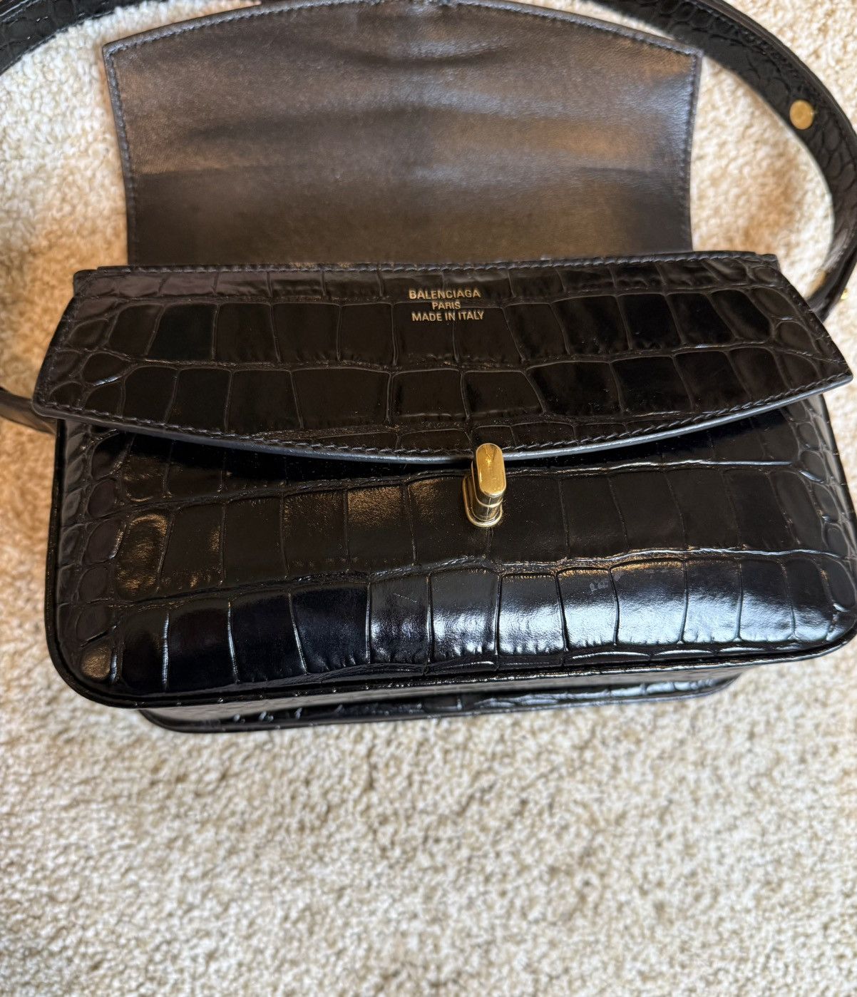 Balenciaga Lady Flap Small Shoulder Bag Black Crocodile Calfskin Size ONE SIZE - 8 Thumbnail