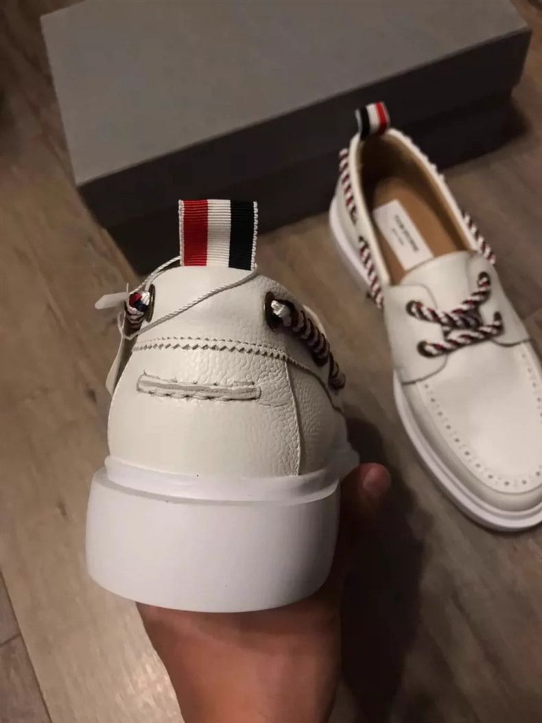 Thom Browne Thom Browne White full leather boat shoes Size US 7 / EU 40 - 6 Thumbnail