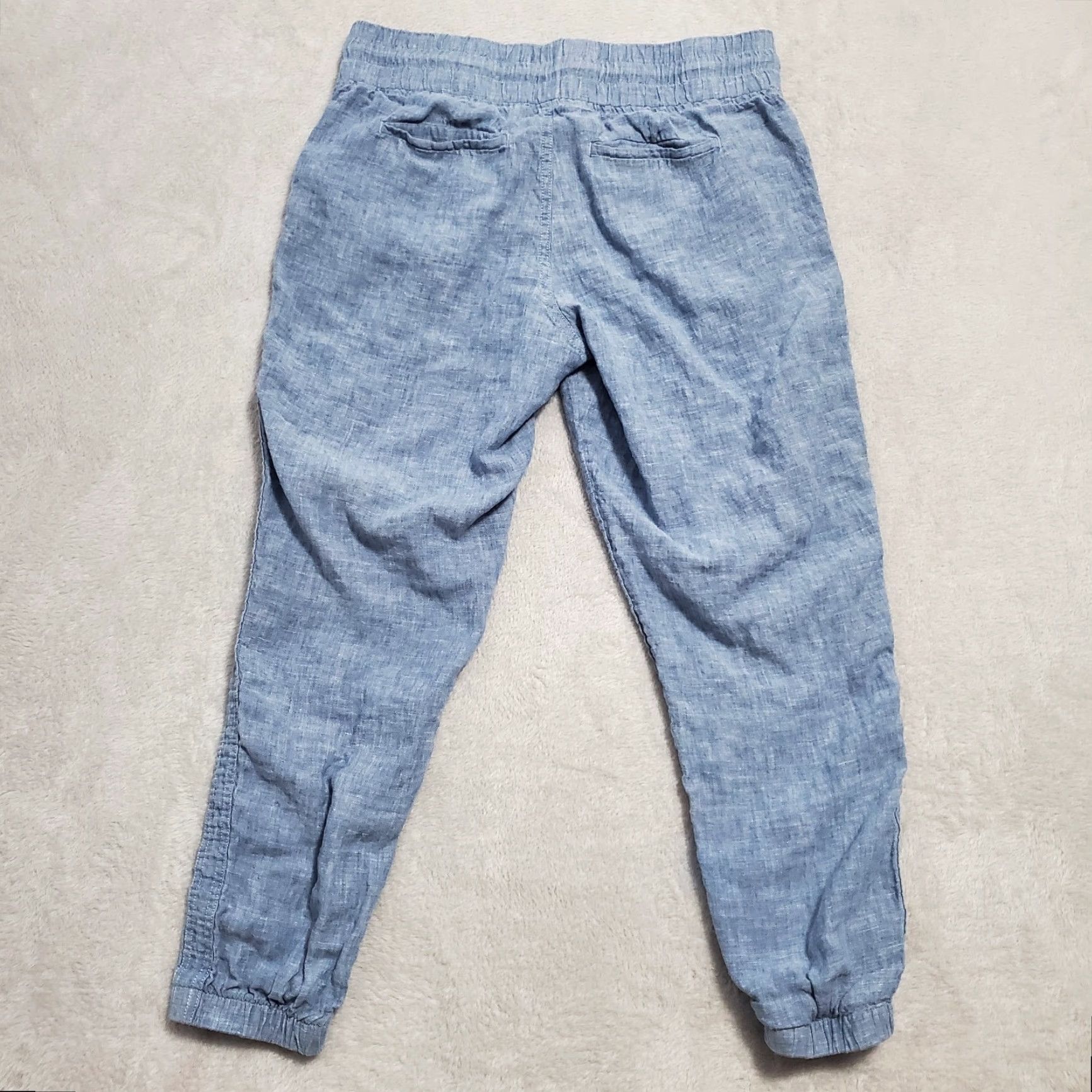 Athleta Athleta Pants Women 6P Blue Cabo Linen Jogger Elastic Waist Zip Pockets Beachy Size 28" / US 6 / IT 42 - 2 Thumbnail