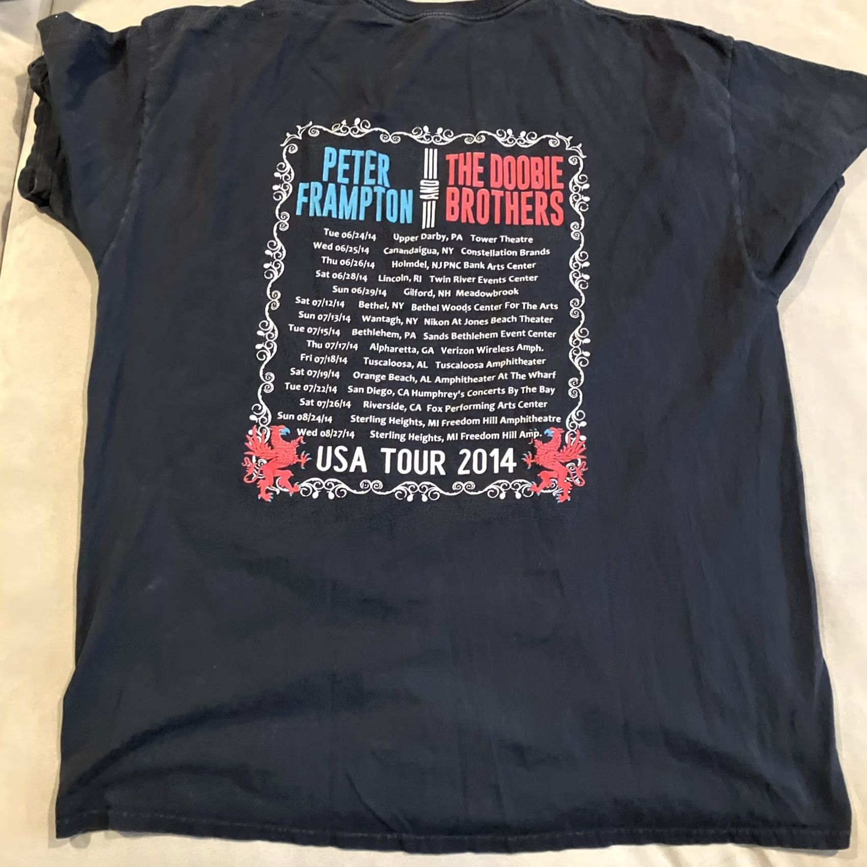 Fruit Of The Loom VINTAGE Peter Frampton & The Doobies Brothers USA Tour T Shirt XXL Mens Black 2014 2XL Fruit of the Loom Size US XXL / EU 58 / 5 - 3 Thumbnail