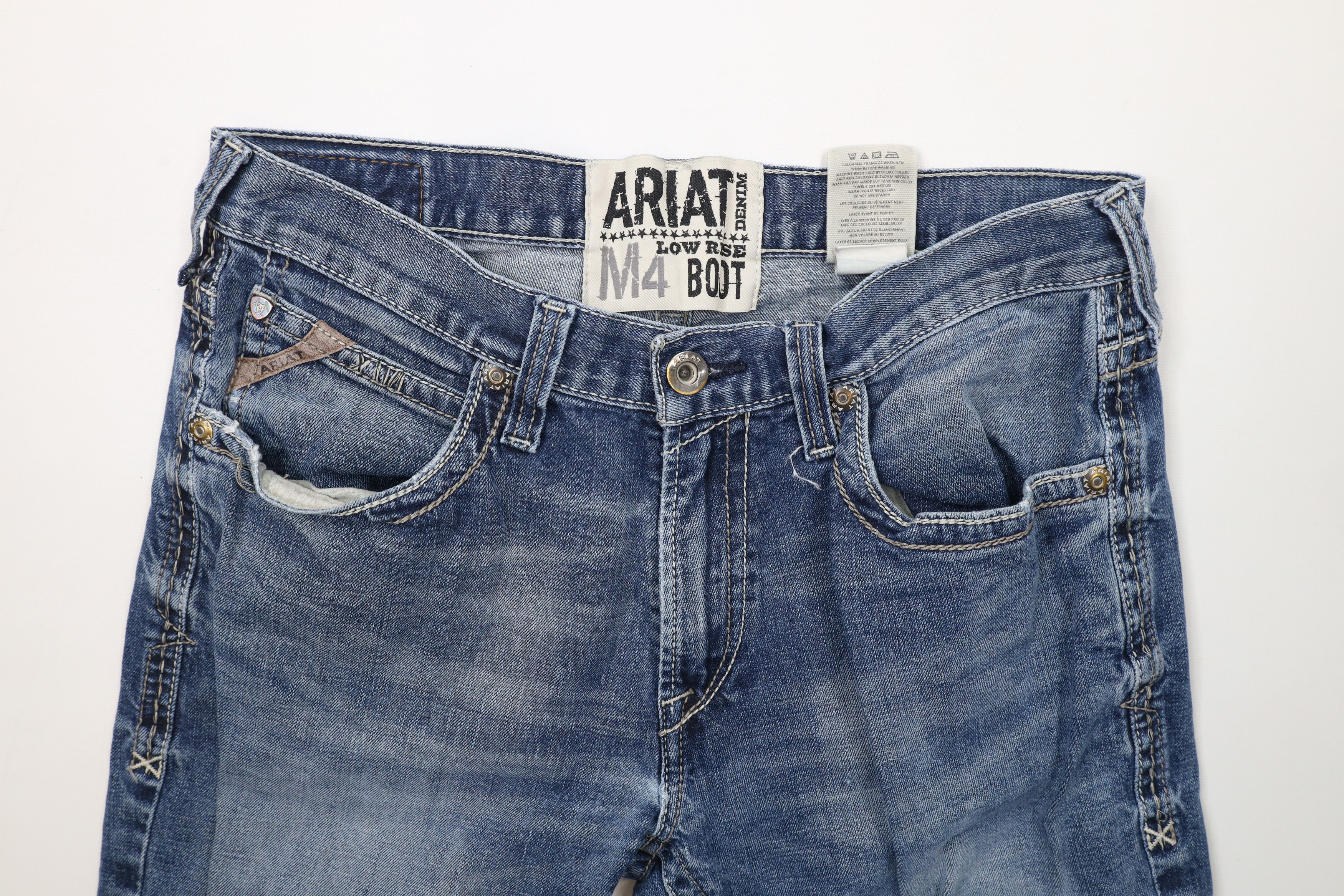 Ariat × Vintage Ariat Thick Stitch Low Rise M4 Bootcut Denim Jeans Blue Size US 33 - 8 Thumbnail