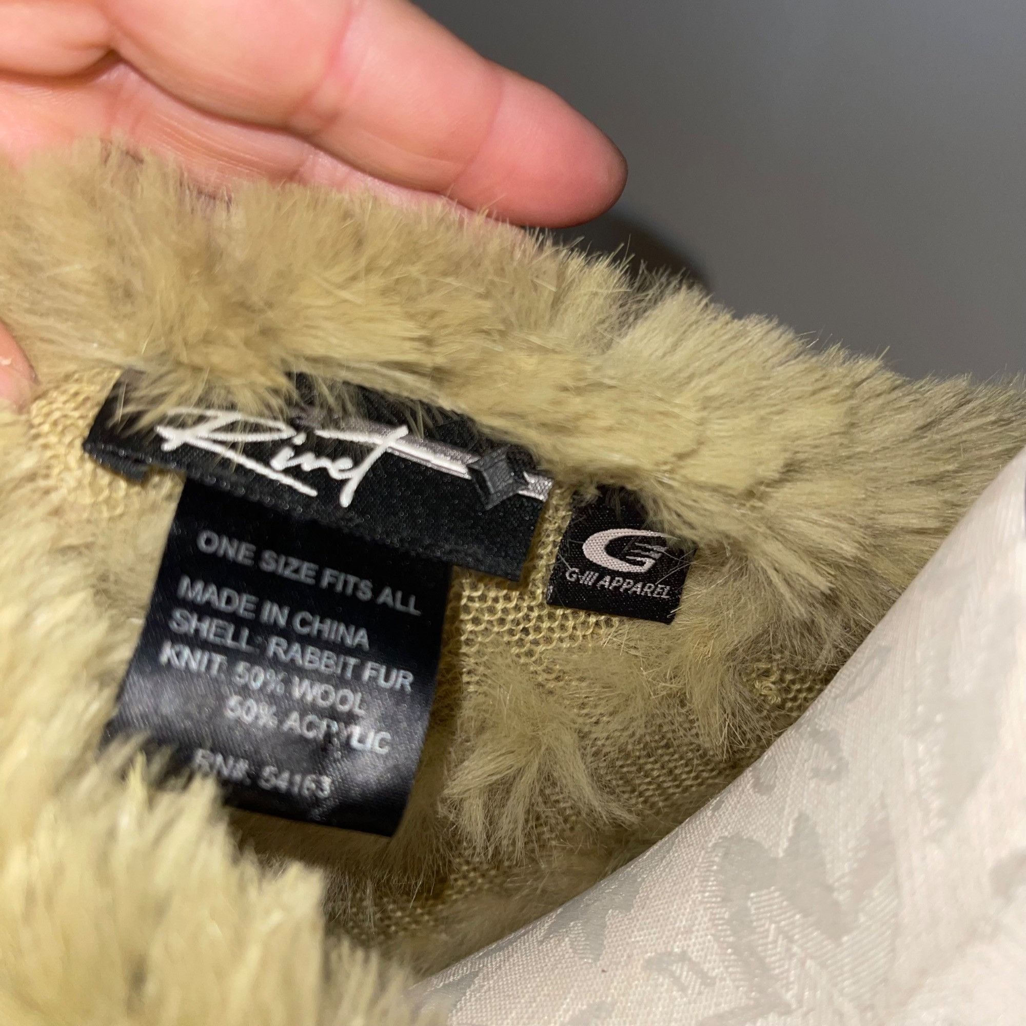 Black Rivet Rabbit Fur Knit Poncho One Size Sage Green