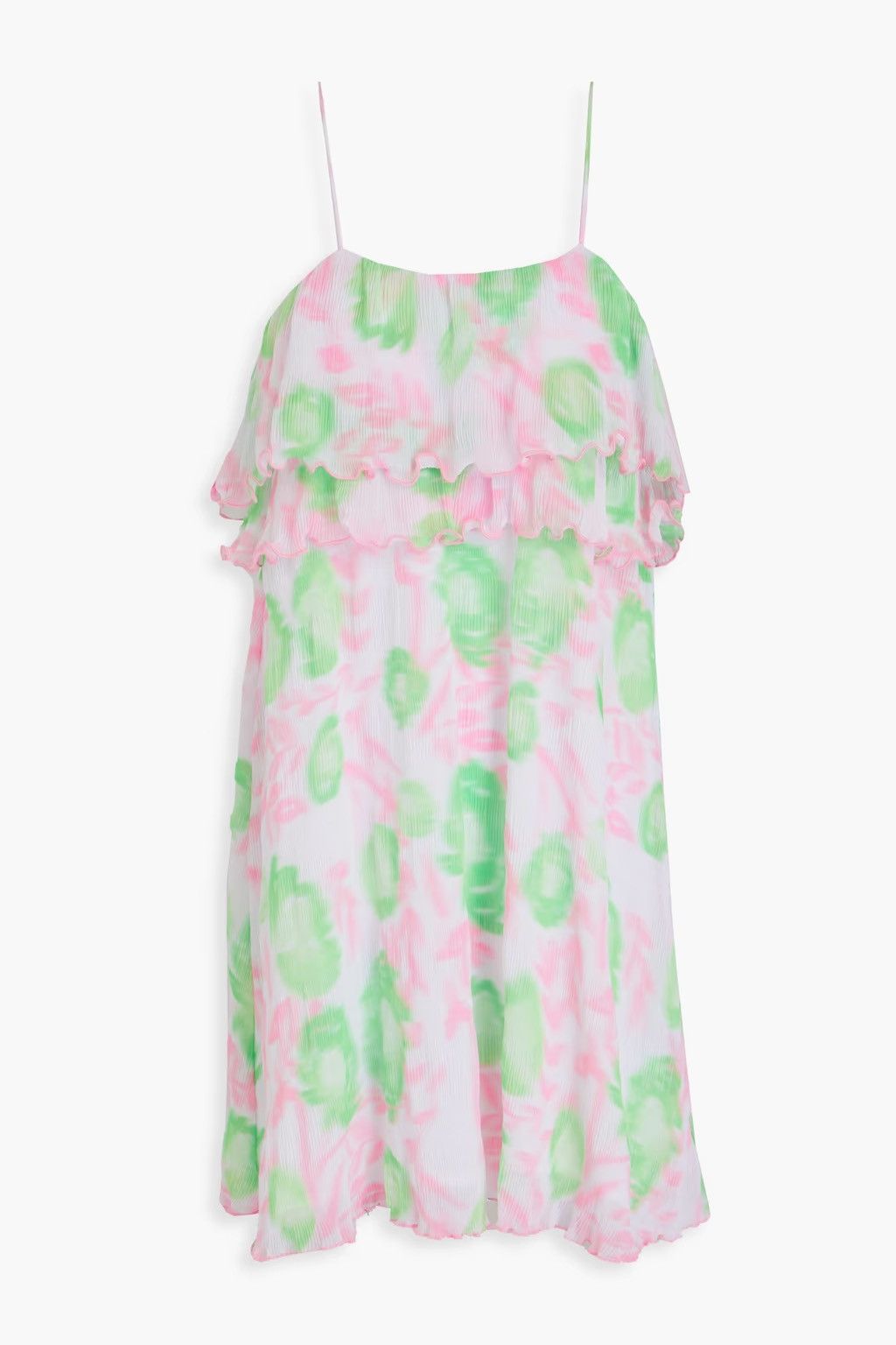 Ganni GANNI Ruffled Tiered Plissé-georgette Mini Dress Baby pink Size XXL / US 16-18 / IT 52-54 - 1 Thumbnail