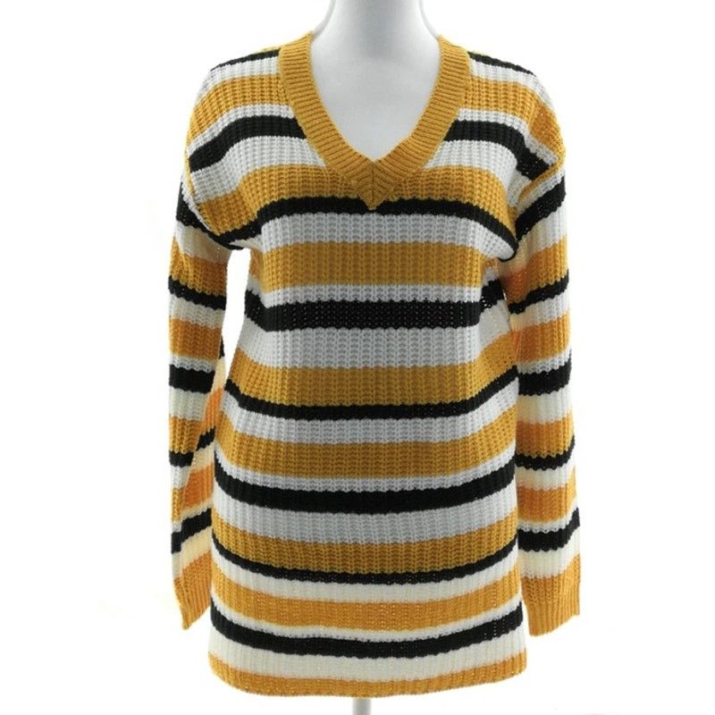 Other L.A. Gold Striped V Neck Knit Sweater Women's Large Size L / US 10 / IT 46 - 1 Thumbnail