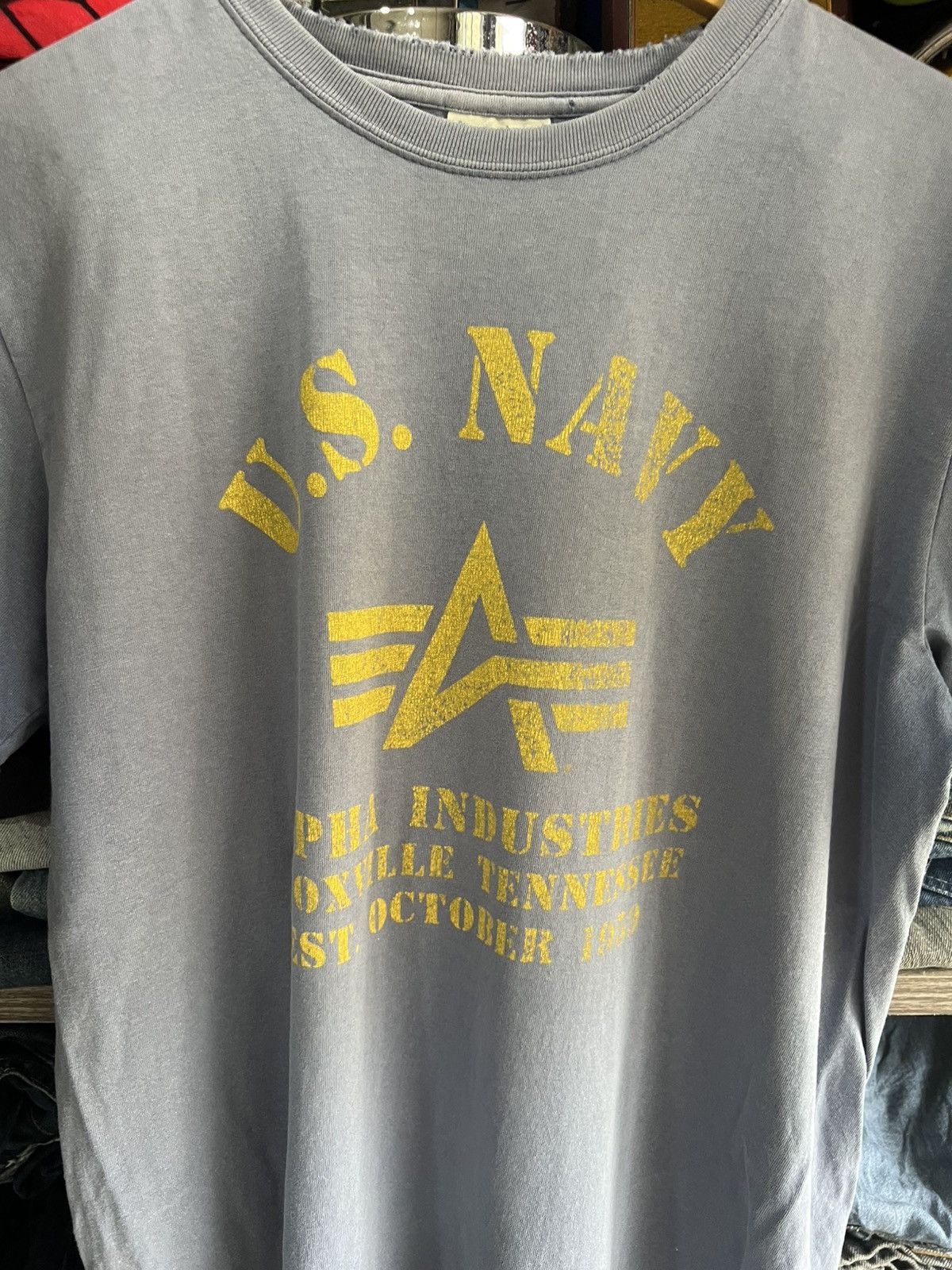 Alpha Industries 🔥Sun Faded Vintage Alpha Industries US Navy Tee Size US M / EU 48-50 / 2 - 8 Thumbnail