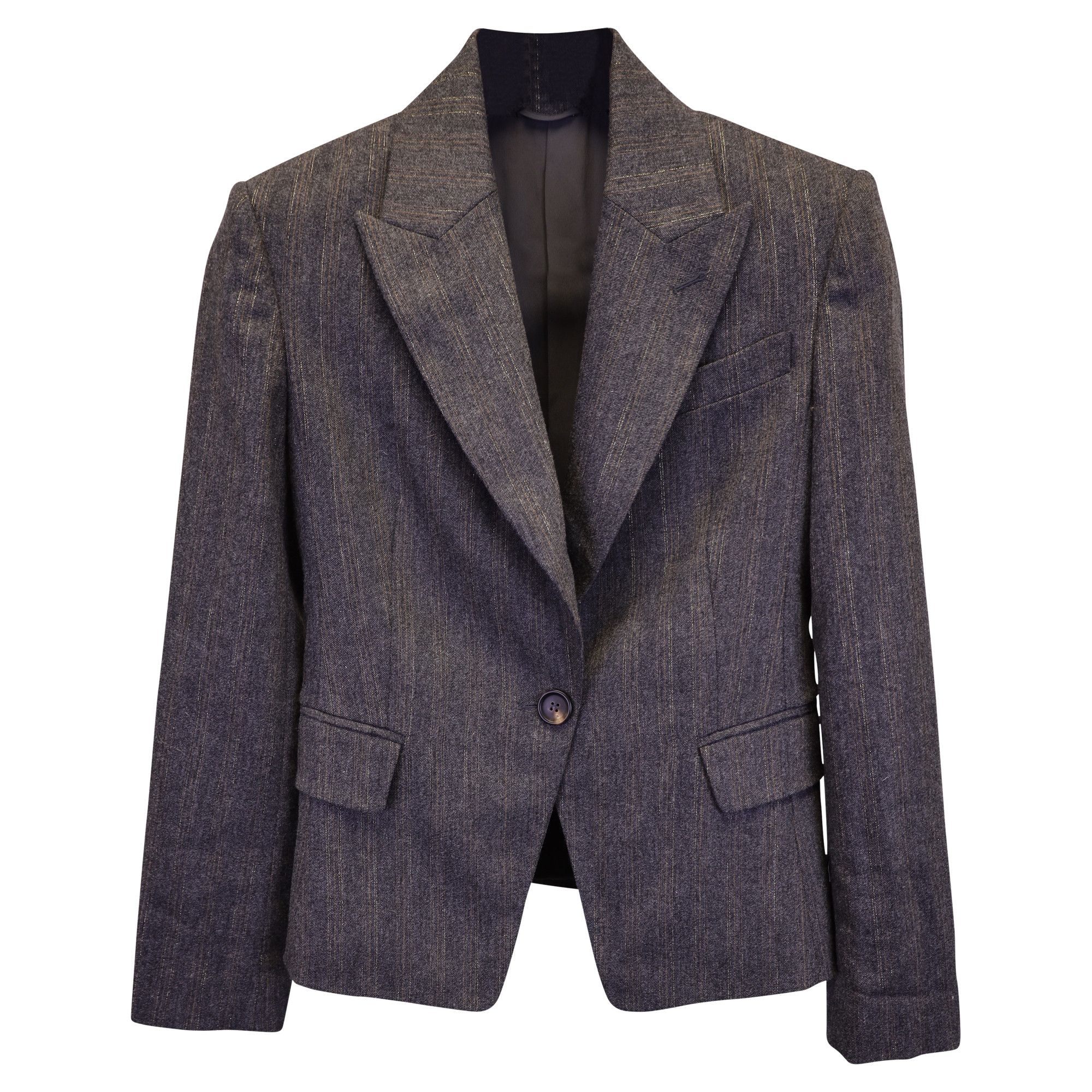 Brunello Cucinelli Brunello Cucinelli Pinstripe Blazer Jacket in Grey Wool Size XS / US 0-2 / IT 36-38 - 1 Thumbnail
