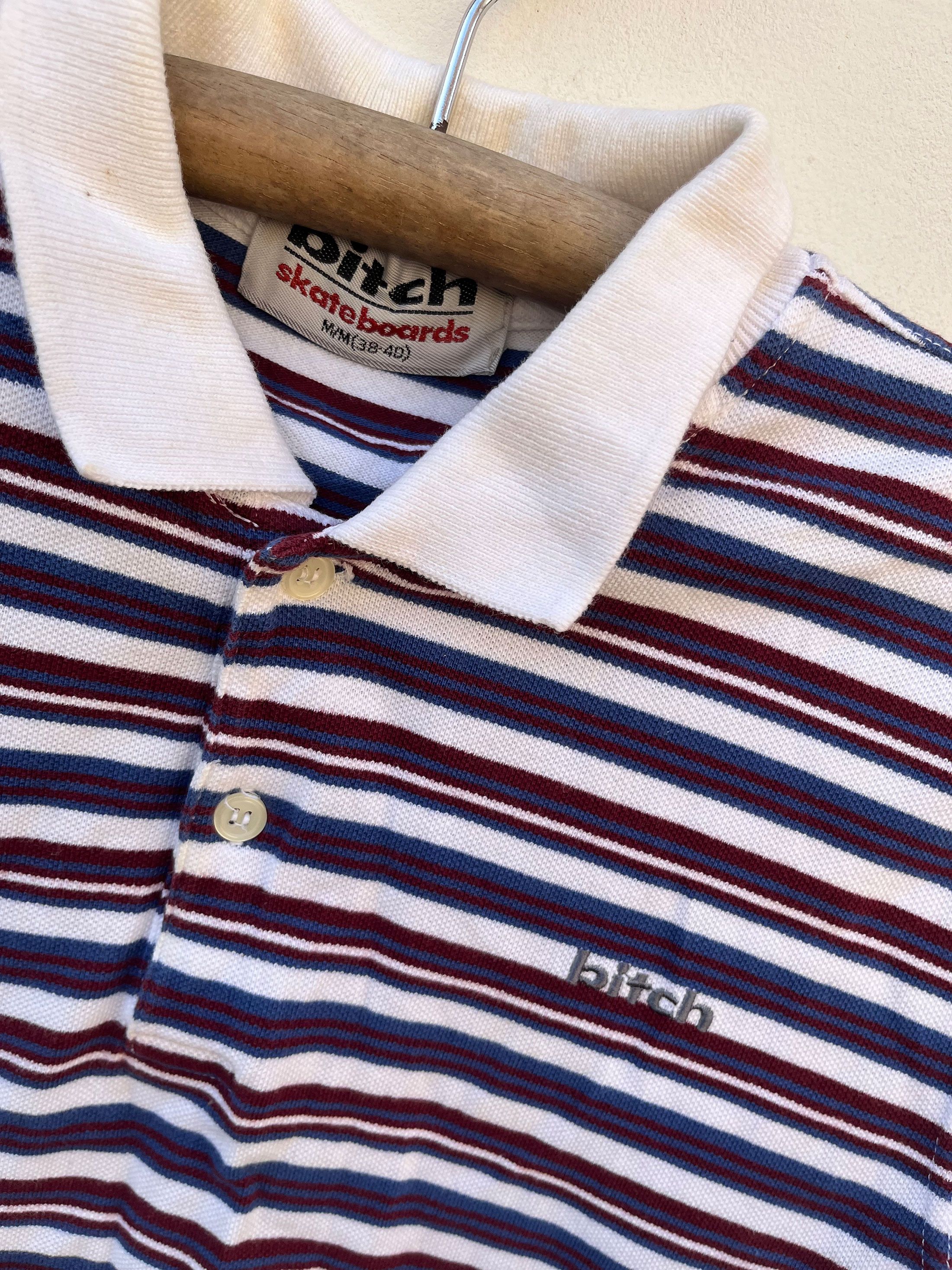 Vintage Vintage Bitch Skateboards Tipped Striped Polos Sk8 Size US M / EU 48-50 / 2 - 3 Thumbnail