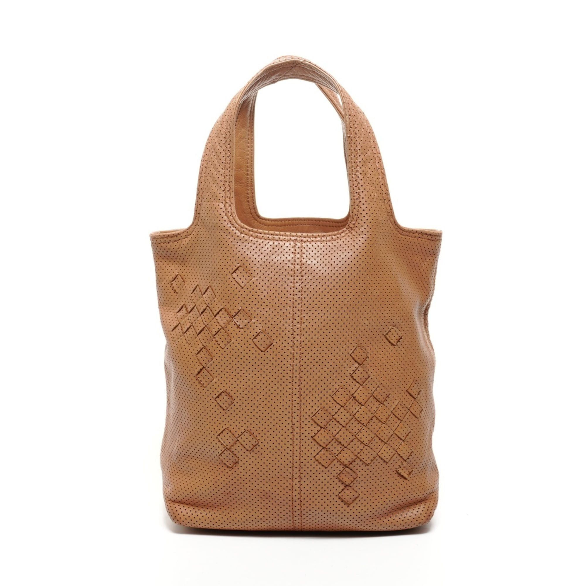 Bottega Veneta Bottega Veneta Perforated Intrecciato Leather Handbag in Brown Size ONE SIZE - 1 Thumbnail