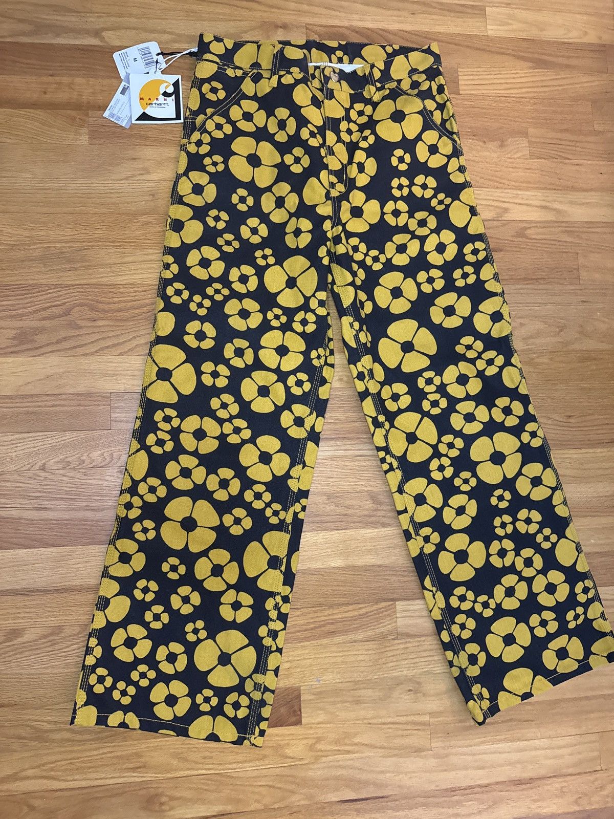 Marni Marni black and yellow floral pants Size US 32 / EU 48 - 1 Thumbnail
