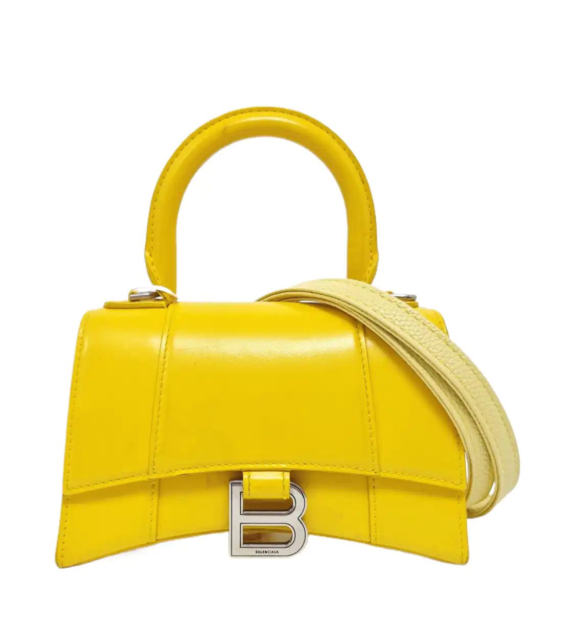 Balenciaga Hourglass Ultra Small Yellow Cowhide Leather Hourglass Handbag Should, Women's