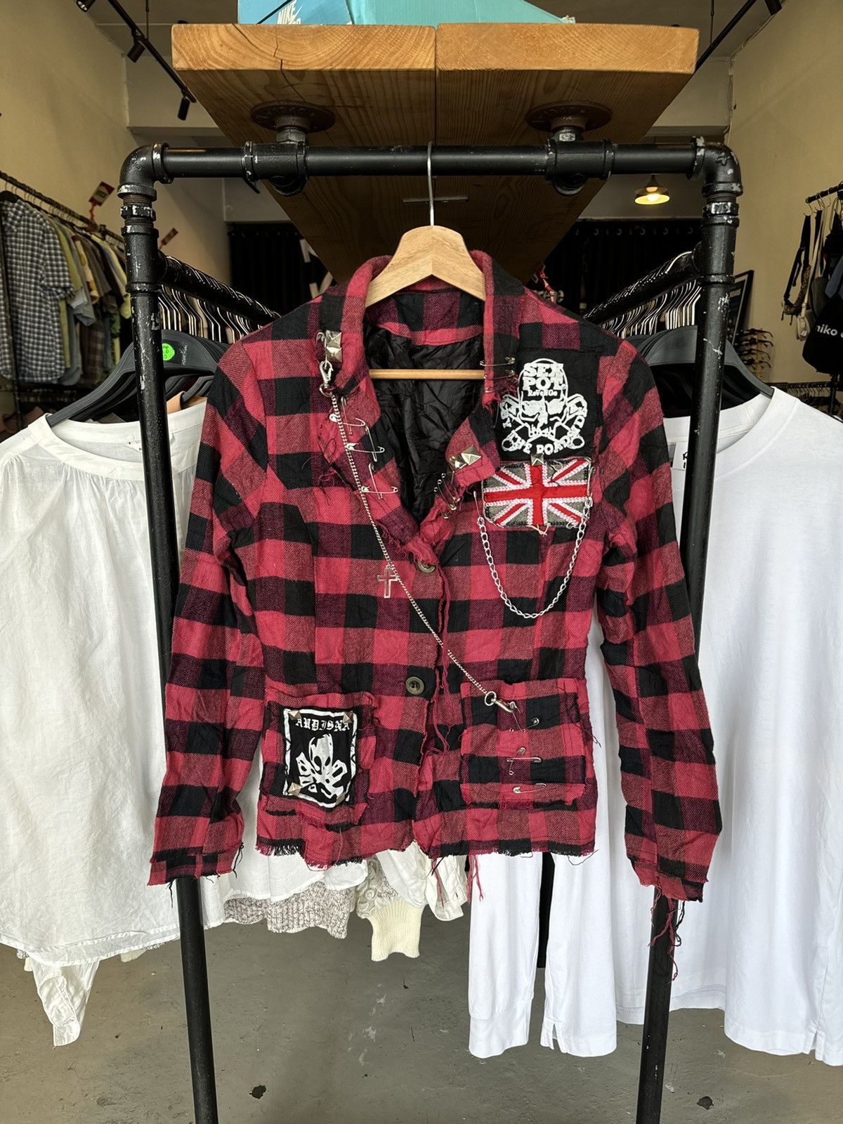 Japanese Brand Sex Pot Revenge Punk Chains Pins Riot Poem Blazer Jacket Size US S / EU 44-46 / 1 - 1 Thumbnail