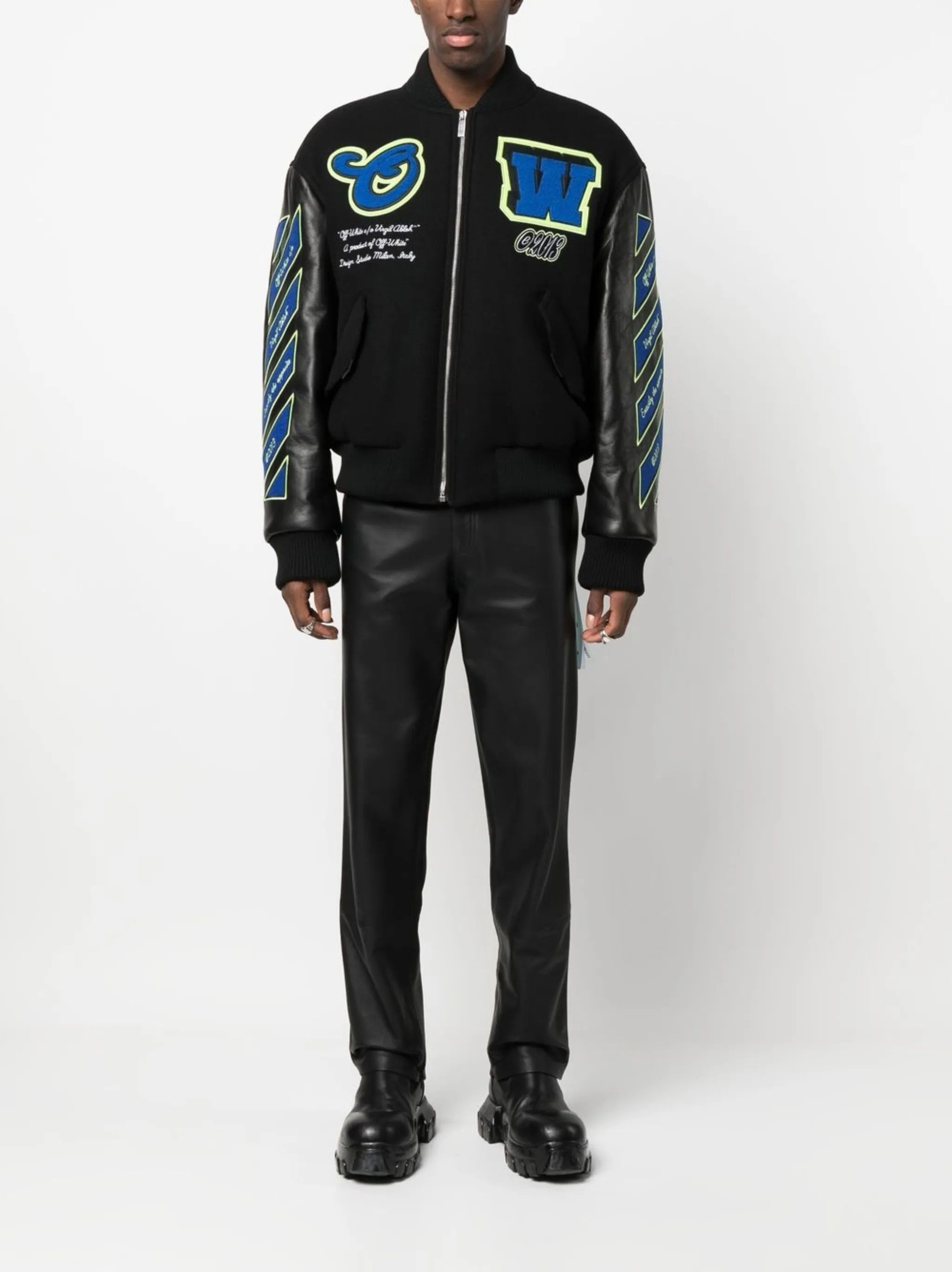 Off-White o1y0225 Logo Bomber Jacket in Black Size US M / EU 48-50 / 2 - 5 Thumbnail