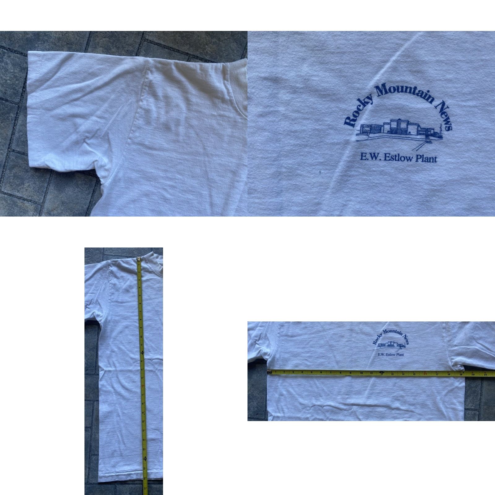 Vintage VINTAGE Oneita T-Shirt 90s White Short Sleeve Adult Large Men Rock Mountain News VTG Size US L / EU 52-54 / 3 - 8 Thumbnail