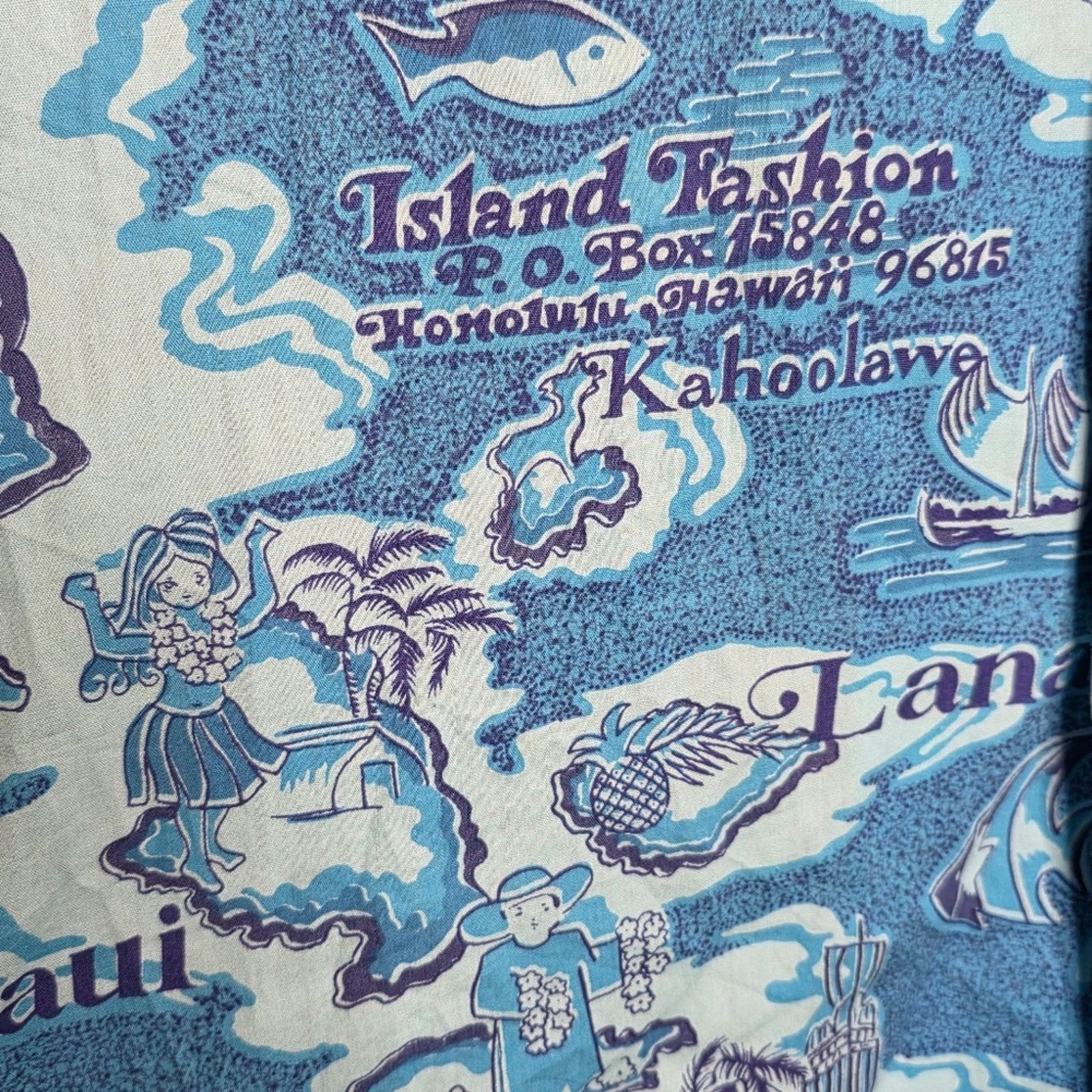 Vintage VTG 70s Island Fashions Map Print Hawaiian Aloha Shirt, sz L Size US L / EU 52-54 / 3 - 5 Thumbnail