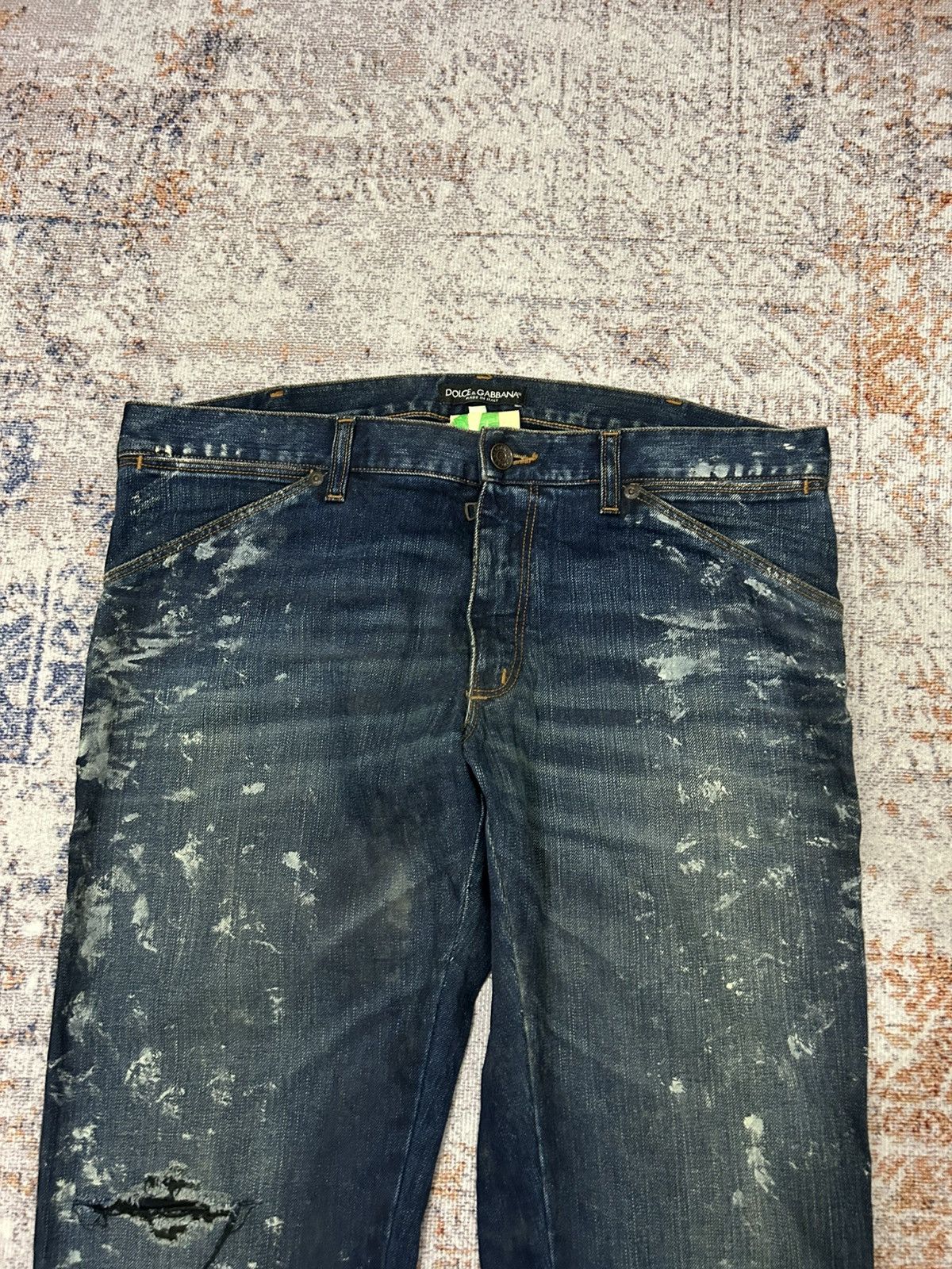 Dolce & Gabbana Dolce & Gabana Buckle Back Distressed Paint Denim Size US 34 / EU 50 - 6 Thumbnail