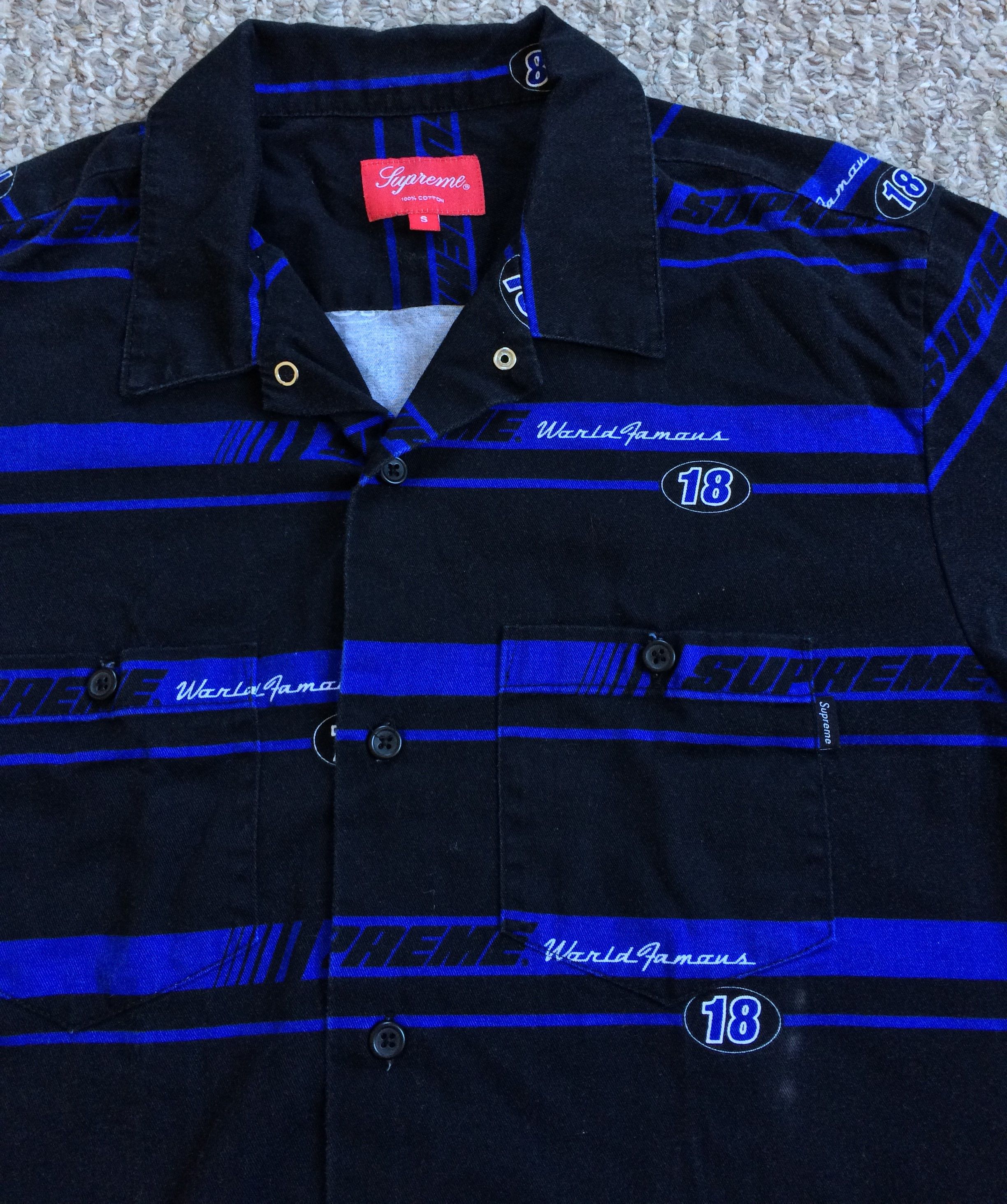 Supreme F/W 2018 Supreme Striped Racing Shirt size small Size US S / EU 44-46 / 1 - 2 Thumbnail