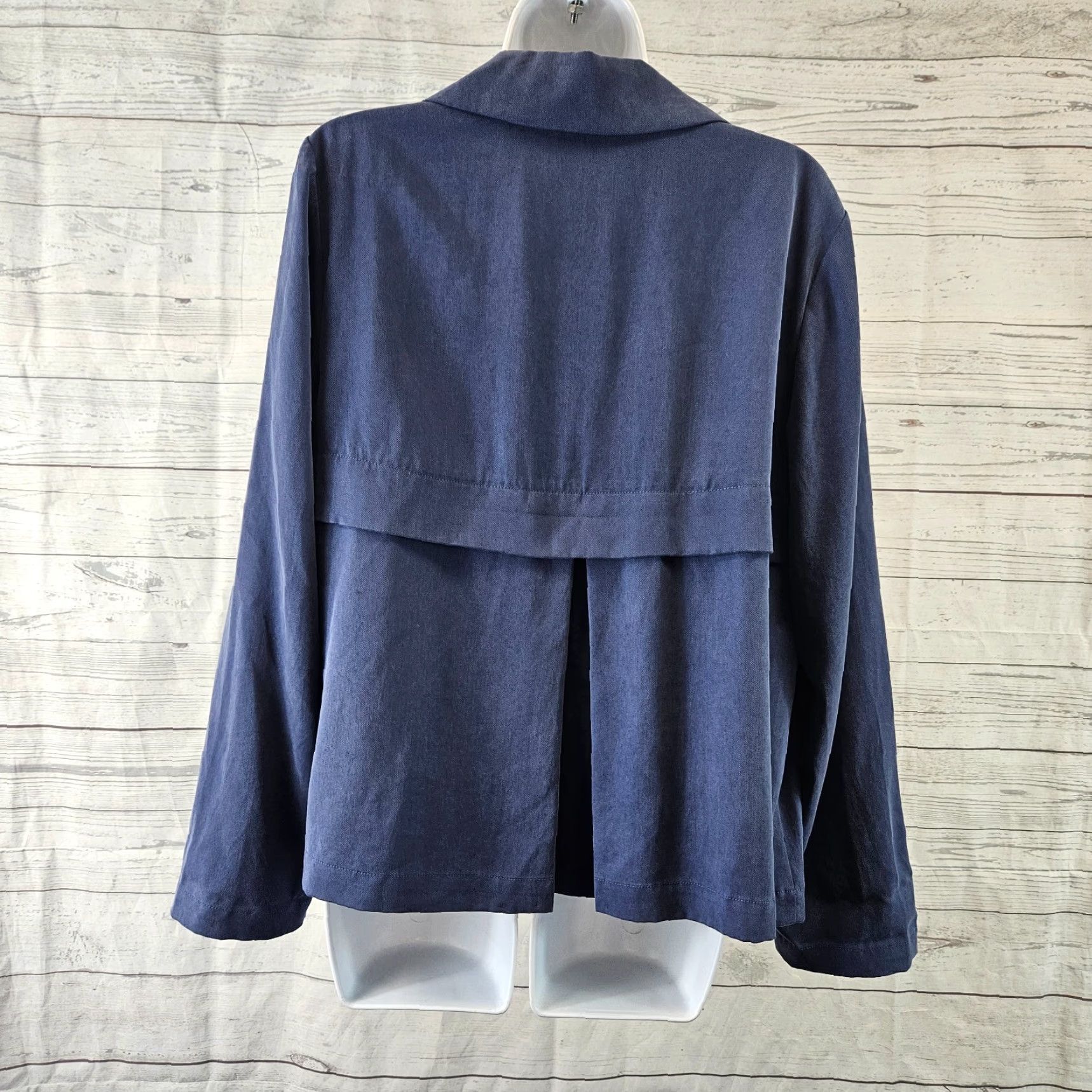 Vintage Chico's Womens Jacket Open Front Blue Lyocell Twill Drape Solid Sz M Size M / US 6-8 / IT 42-44 - 4 Thumbnail