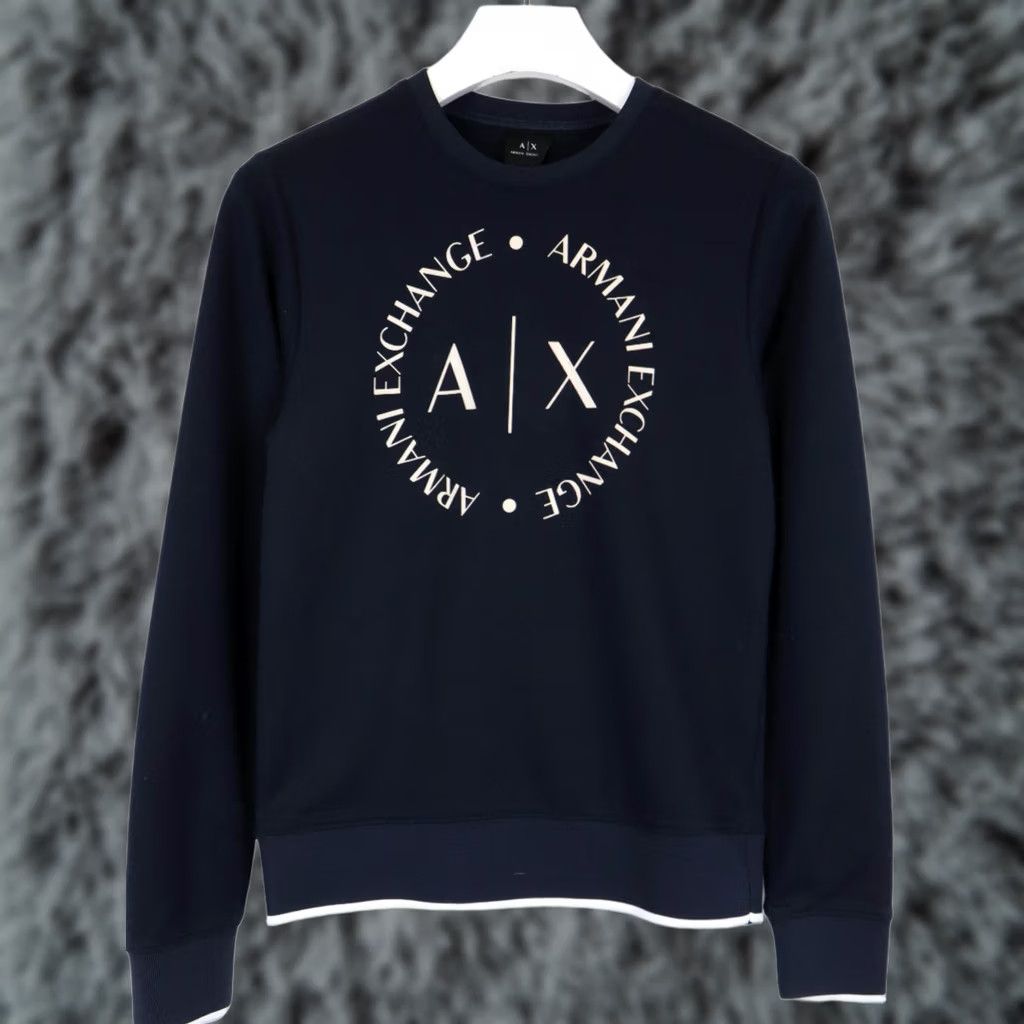 Armani Exchange ARMANI EXCHANGE Sweatshirt Women's XS Crew Neck Pullover Logo Print Navy Blue Shirt XS Women Navy Logo Print Pullover Crew Neck Size XS / US 0-2 / IT 36-38 - 1 Thumbnail
