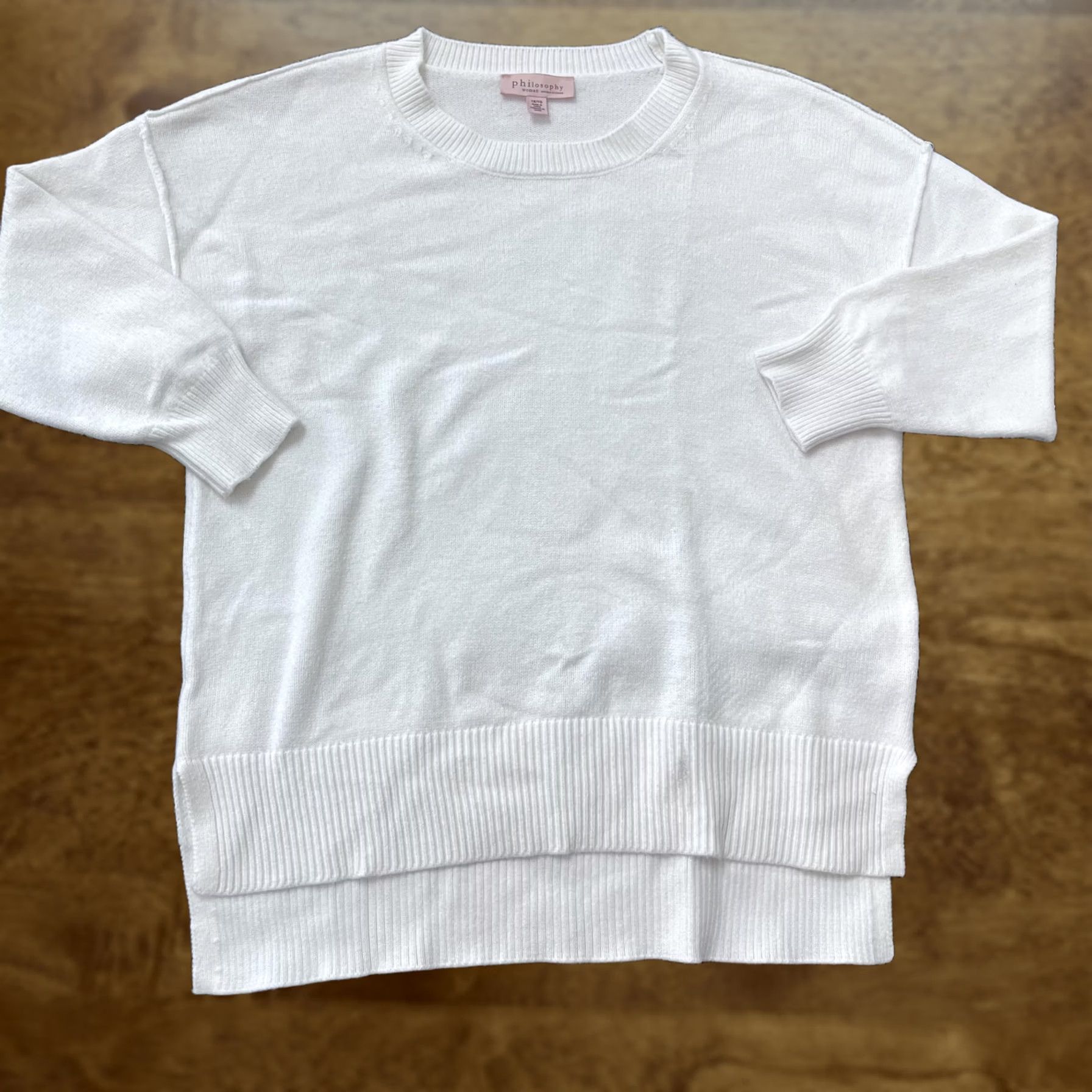 Vintage Philosophy Republic Clothing Sweater Womens 1X White Crew Neck 3/4 Sleeve Ribbed Knit Pullover Size XL / US 12-14 / IT 48-50 - 1 Thumbnail