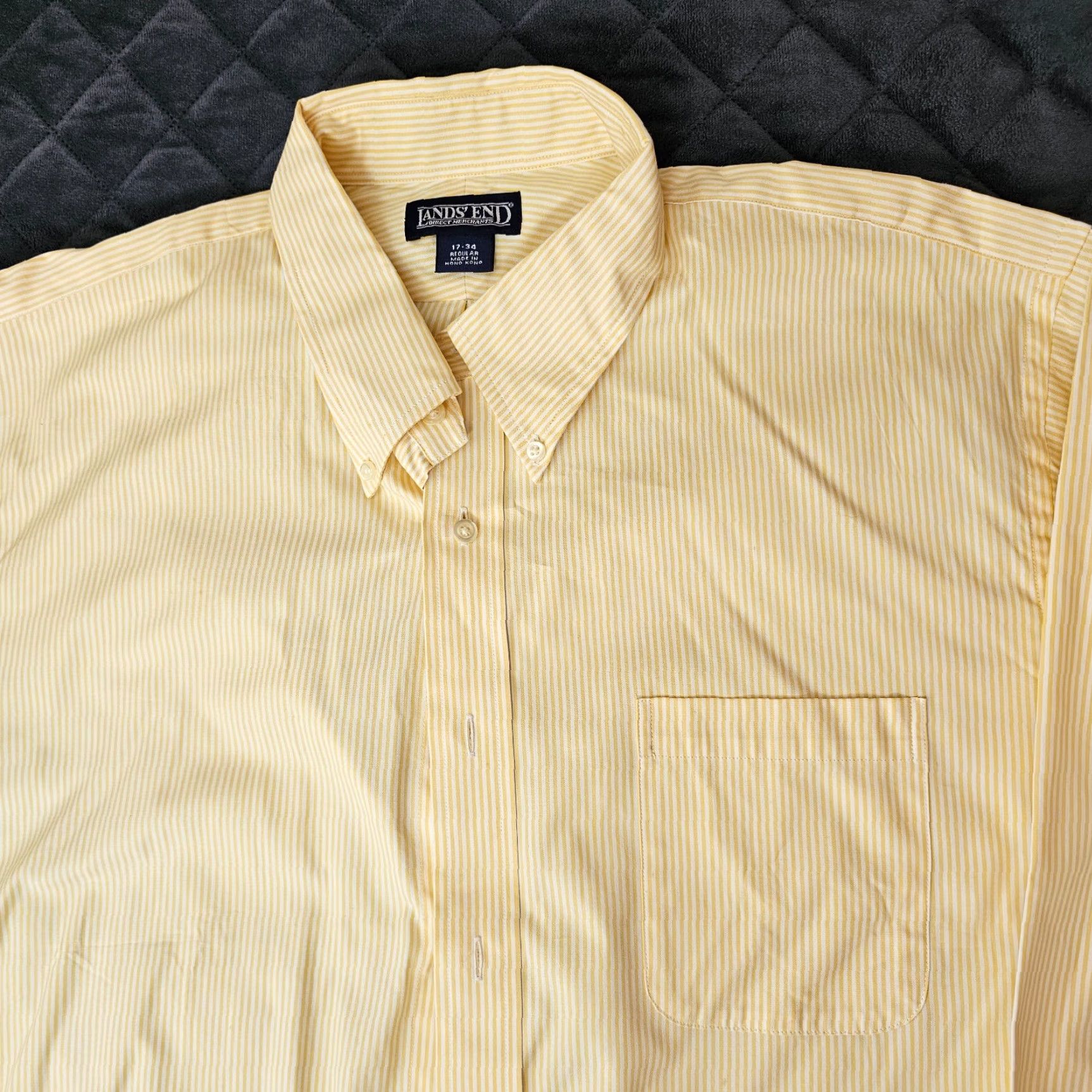 Lands' End Lands' End Button Down Shirt Mens Size 17 34 Yellow Stripe Long Sleeve Regular Dress Shirt Size US XL / EU 56 / 4 - 3 Thumbnail