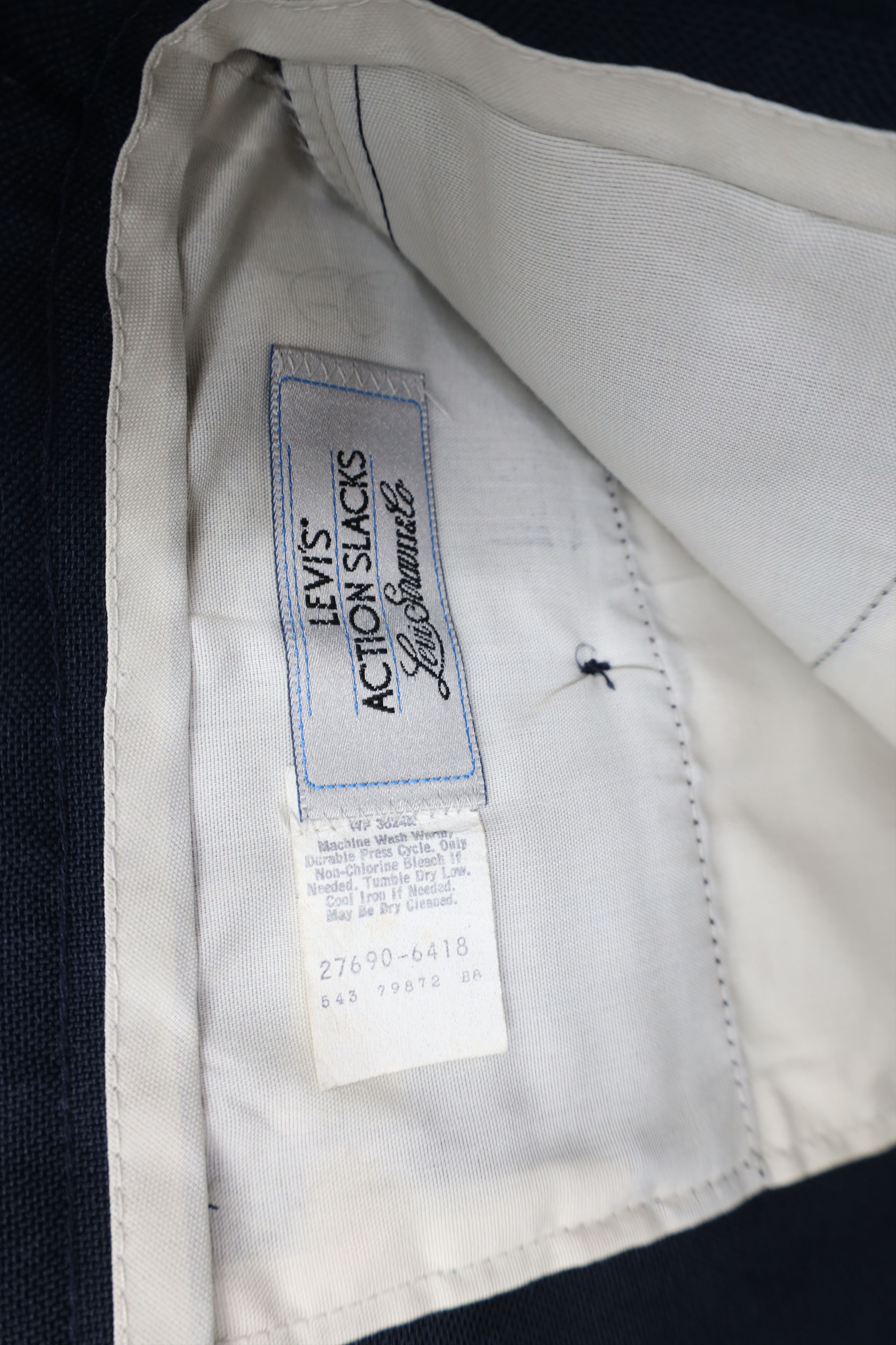 Levi's × Vintage Vintage 70s Levis Flared Wide Leg Chino Pants Navy Blue USA Size US 30 / EU 46 - 7 Thumbnail