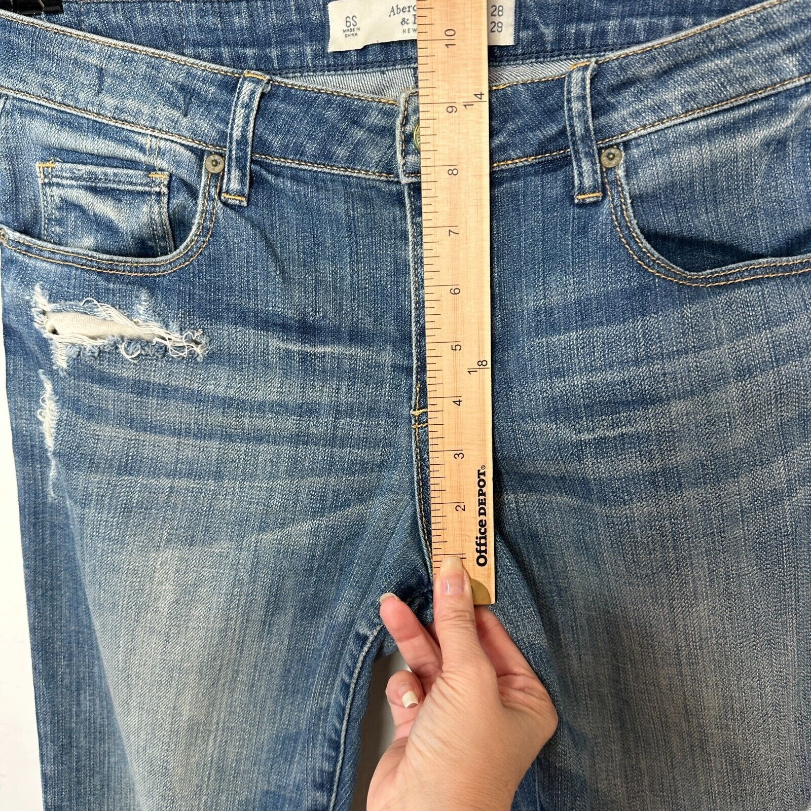 Abercrombie & Fitch Abercrombie & Fitch Blue Skinny Mid Rise Distress Jeans Size 28" / US 6 / IT 42 - 10 Thumbnail