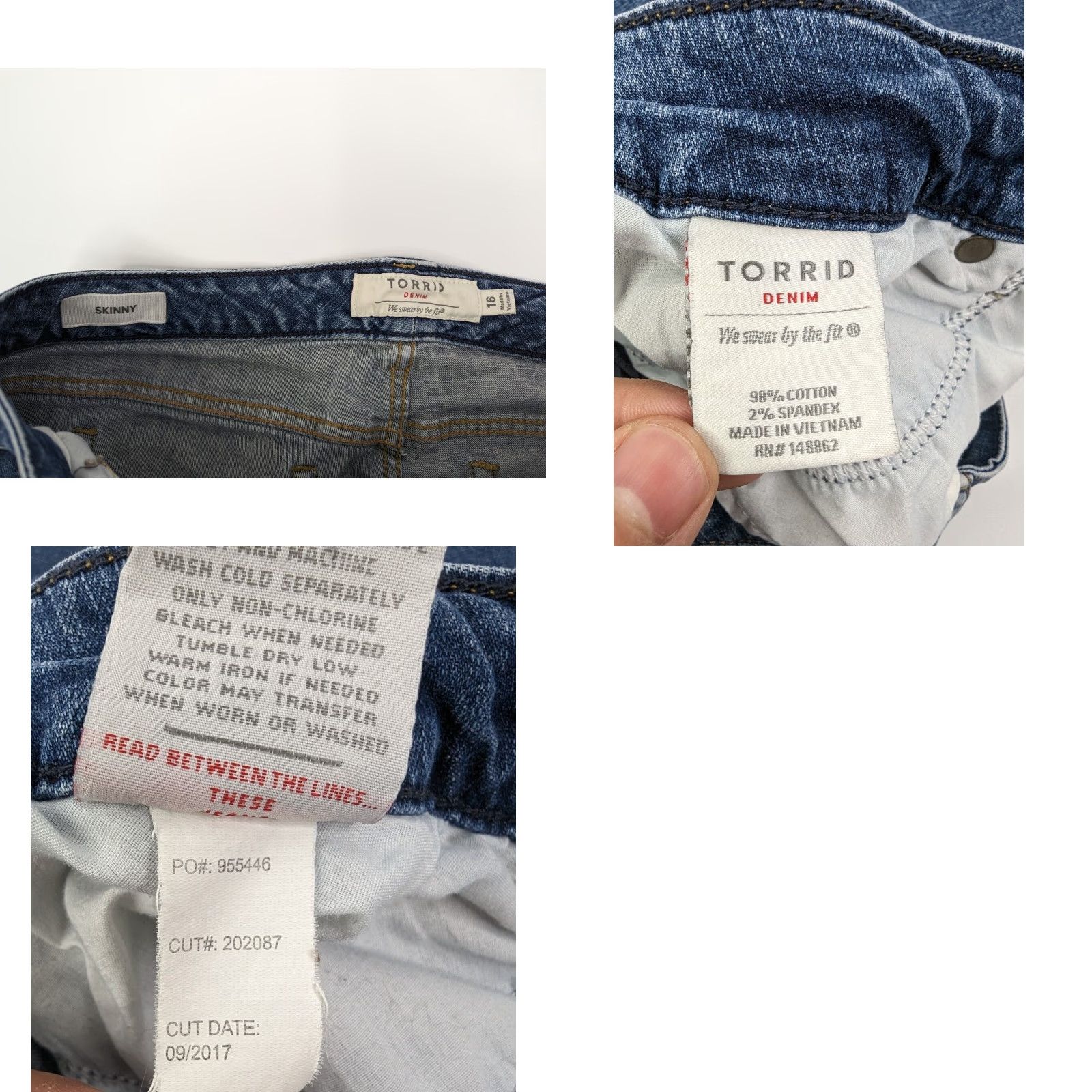 Torrid Torrid Jeans Womens 16 Blue Skinny Dark Wash Casual Denim Raw Hem Size 38" / US 16 / IT 52 - 8 Thumbnail