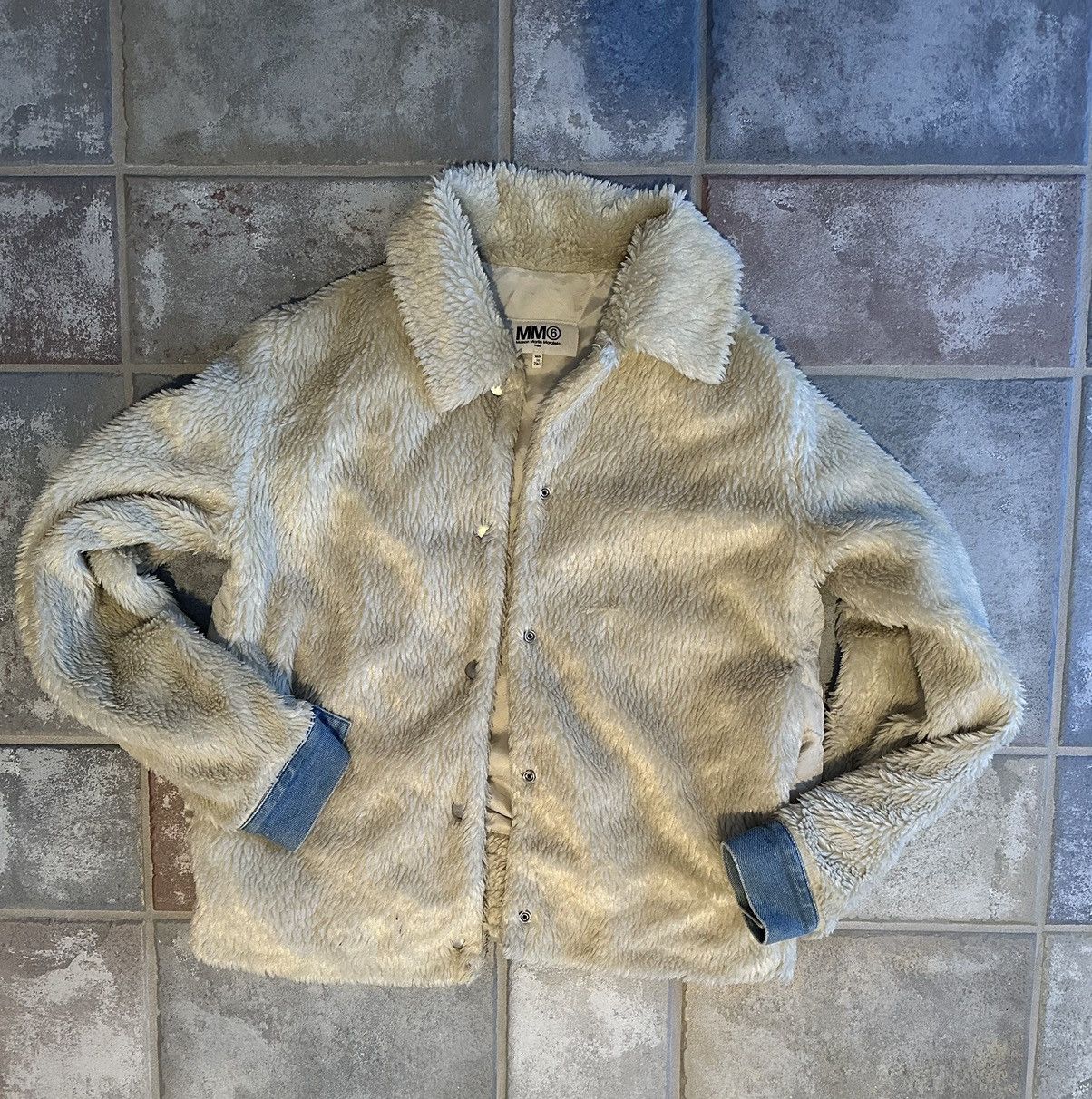 image of Maison Margiela Ss2015 Margiela Faux Fur Jacket in White, Men's (Size Medium)