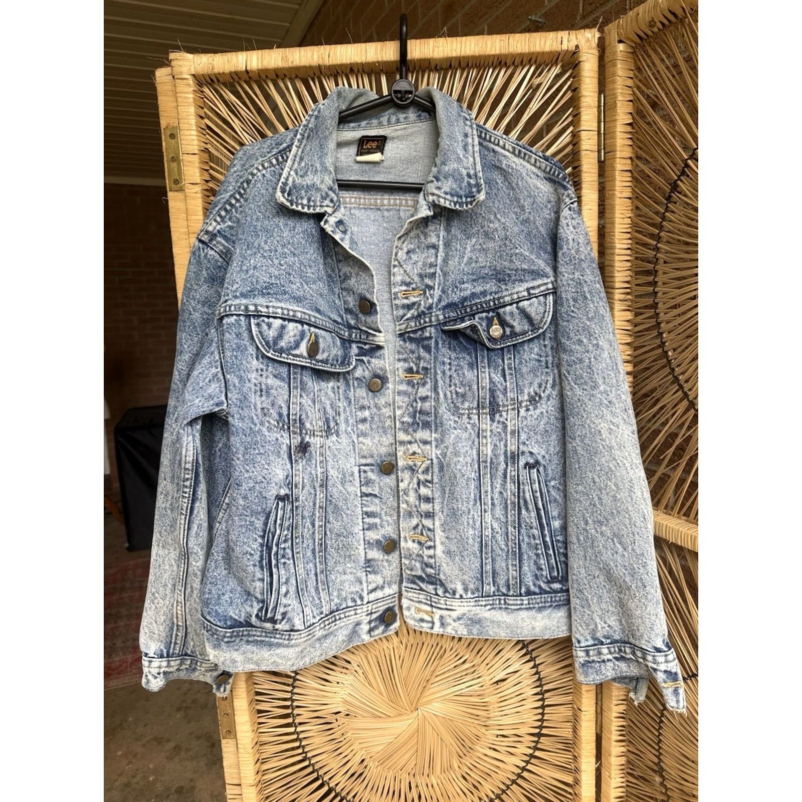 Lee VINTAGE Lee Denim Jacket Acid Wash Button Up USA Men's Large Jacket Coat Size US 33 - 2 Thumbnail