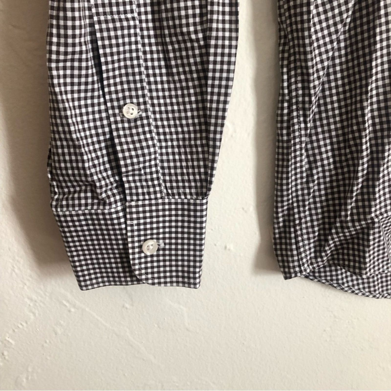 Nordstrom Nordstrom Mens Traditional Fit Black White Plaid Dress Shirt Size US L / EU 52-54 / 3 - 6 Thumbnail