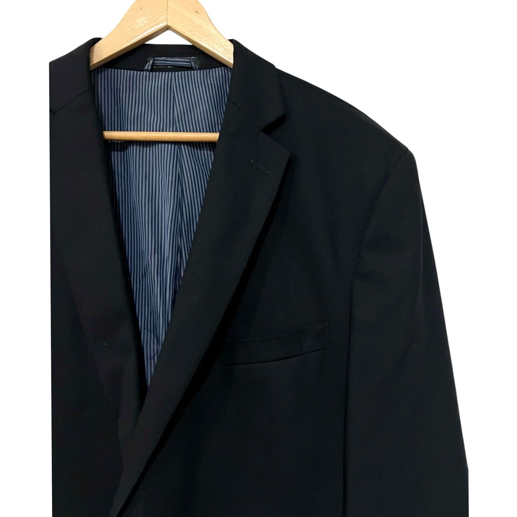 Calvin Klein VINTAGE Calvin Klein Blazer Jacket Men 46L Wool Black Slim 2 Piece Office Evening Blazer Mens Size 46R - 2 Thumbnail