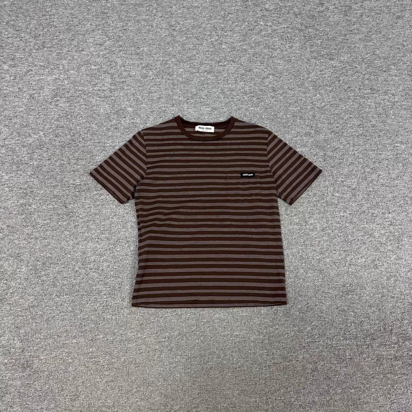 Miu Miu MIU MIU brown white stripe TS logo pocket women's Size M / US 6-8 / IT 42-44 - 2 Thumbnail