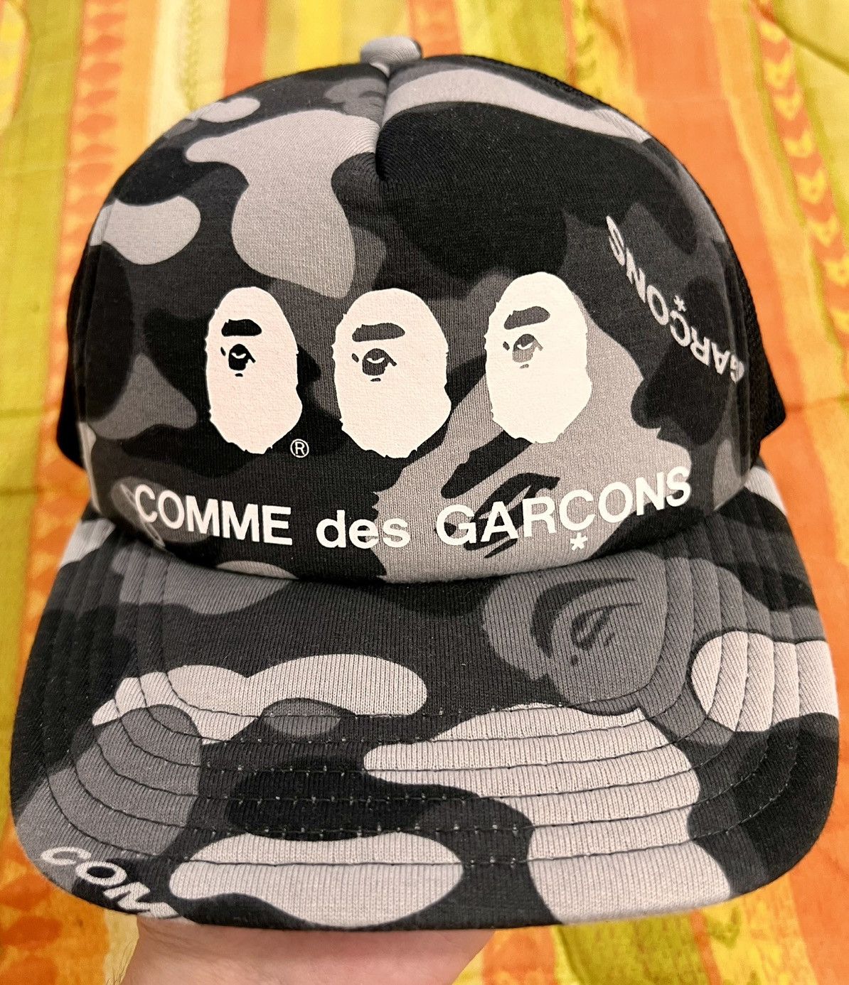 Bape x CDG Osaka Camo Mesh Cap Black comme des garçons