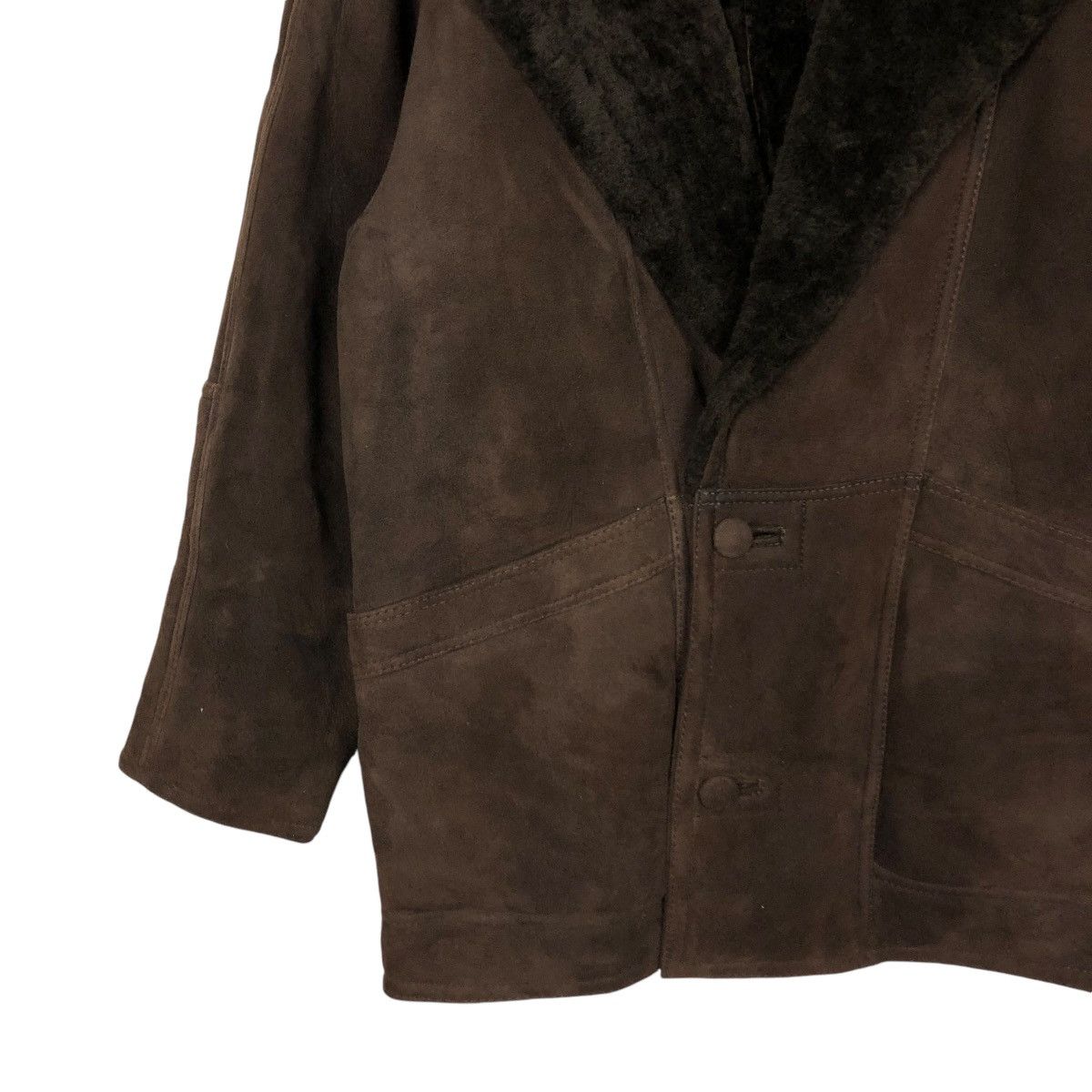 Vintage 🔥VINTAGE SHEARLING LEATHER JACKET FUR BLANKET ITALY TEODEM Size US L / EU 52-54 / 3 - 6 Thumbnail