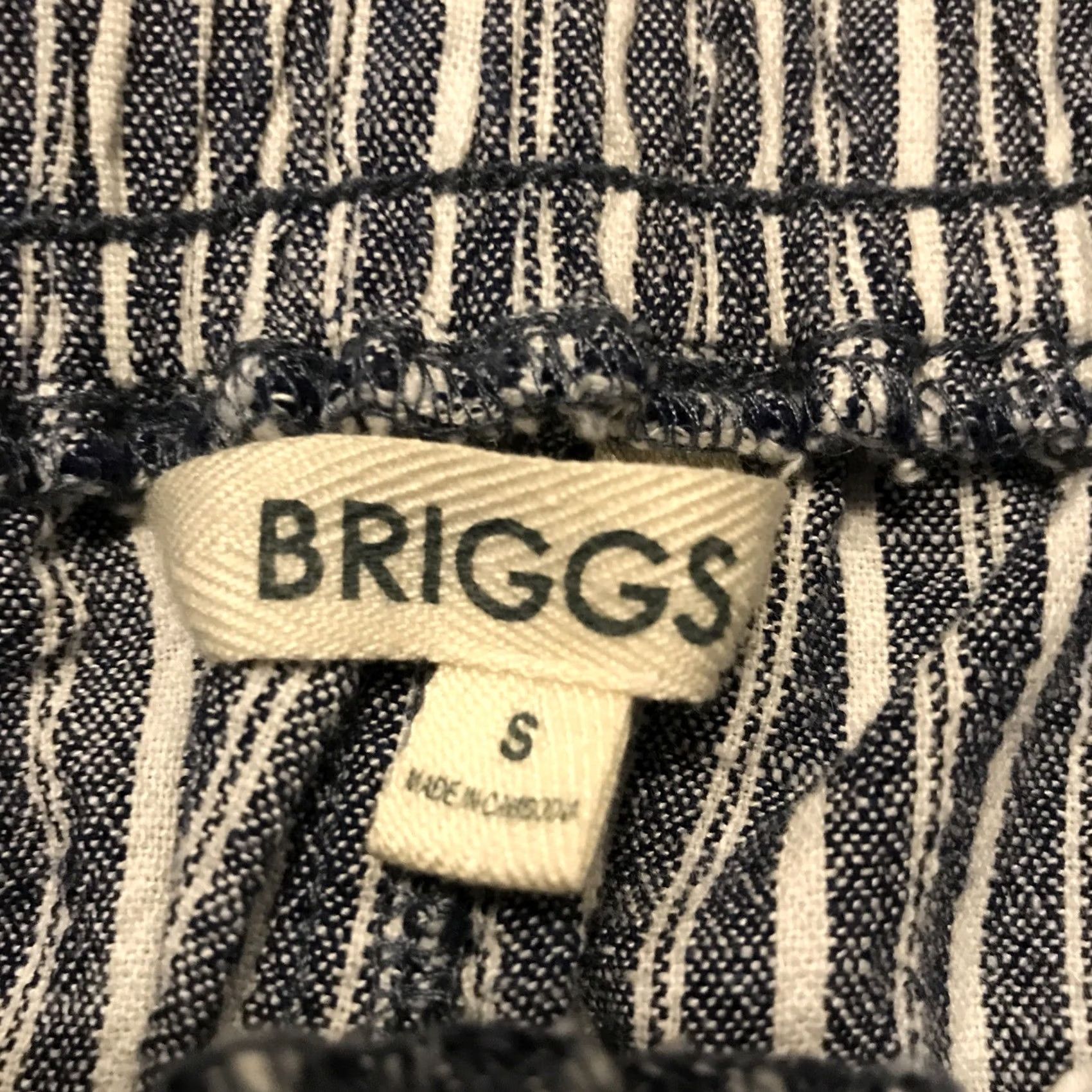 Vintage Briggs White Pants Chino Casual S Blue Linen Blend Flat Front Pull On Straight Leg 27 in Inseam Women’s Regular Pockets Size 28" / US 6 / IT 42 - 2 Thumbnail