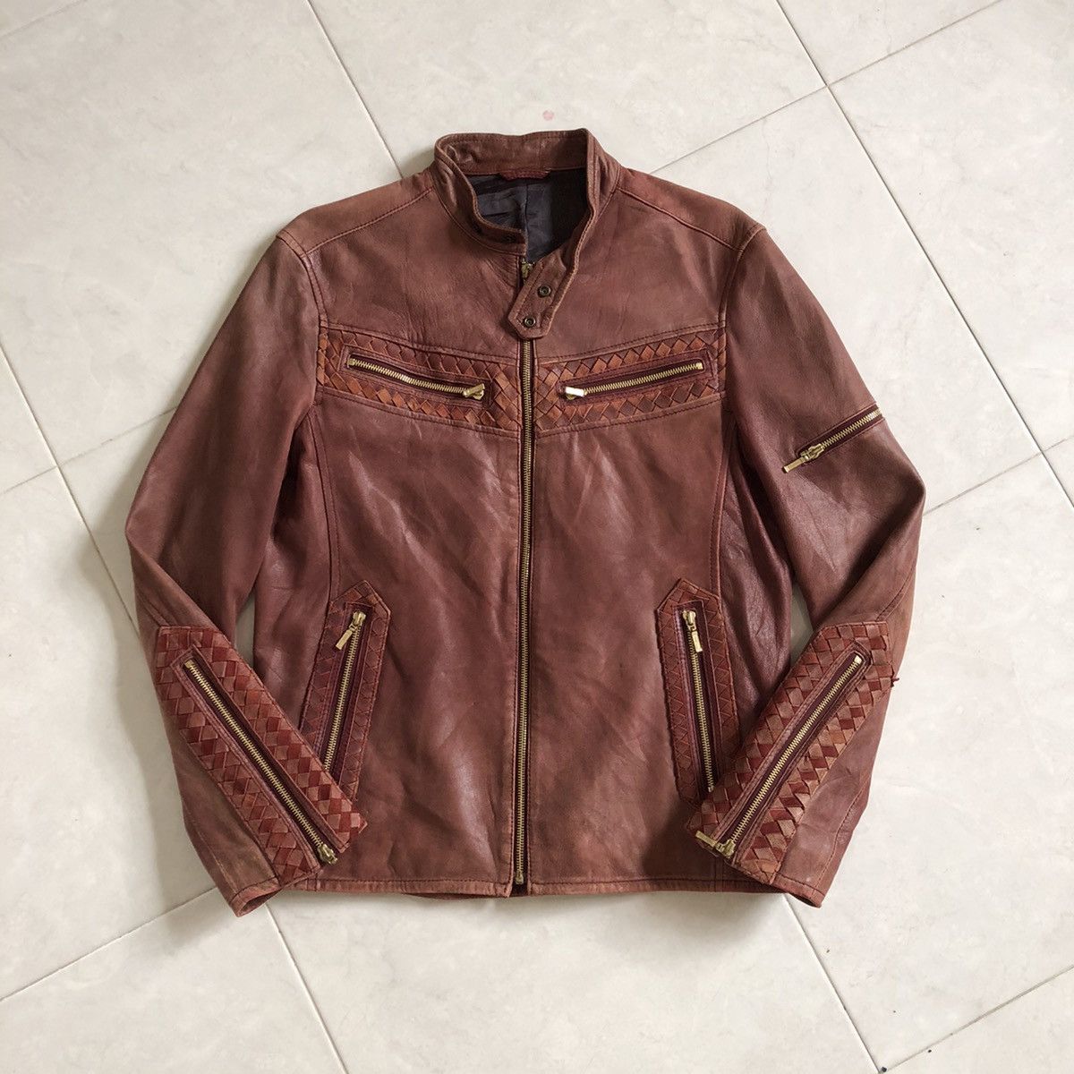 ABAHOUSE ABAHOUSE Zipper Rare Design Leather Jacket Size US L / EU 52-54 / 3 - 1 Thumbnail